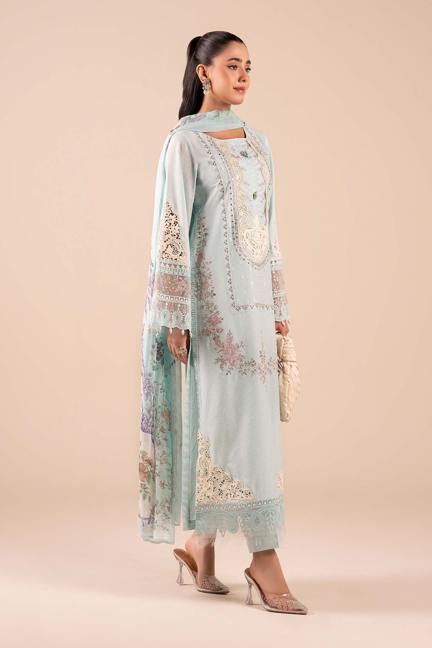 3 Piece Embroidered Dobby Suit