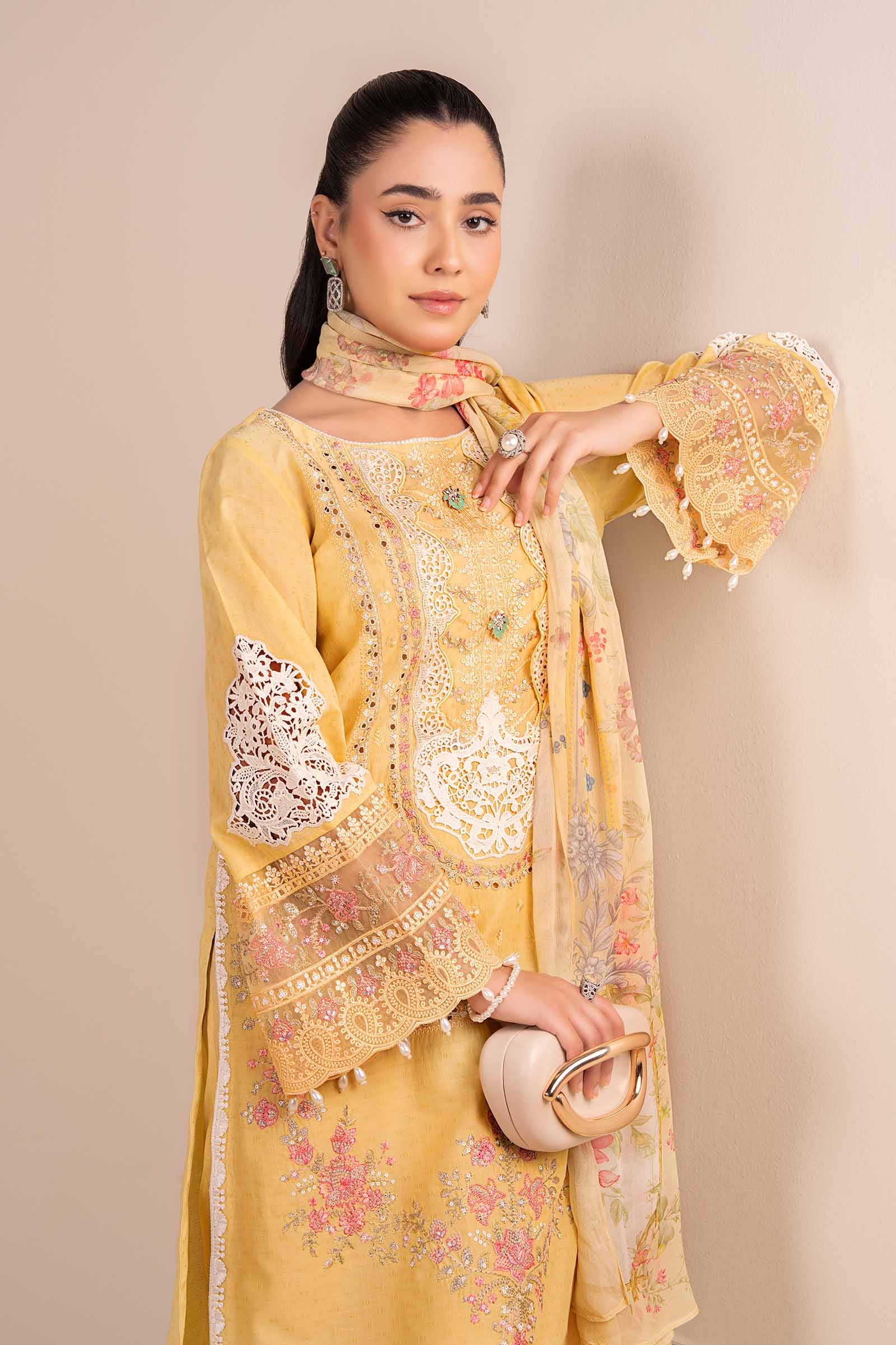 3 Piece Embroidered Dobby Suit