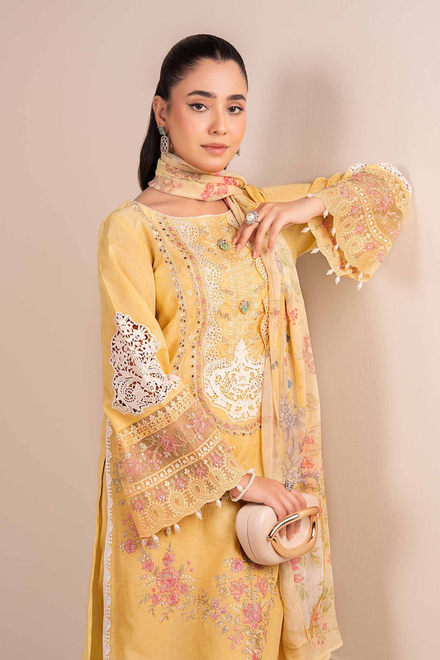 3 Piece Embroidered Dobby Suit
