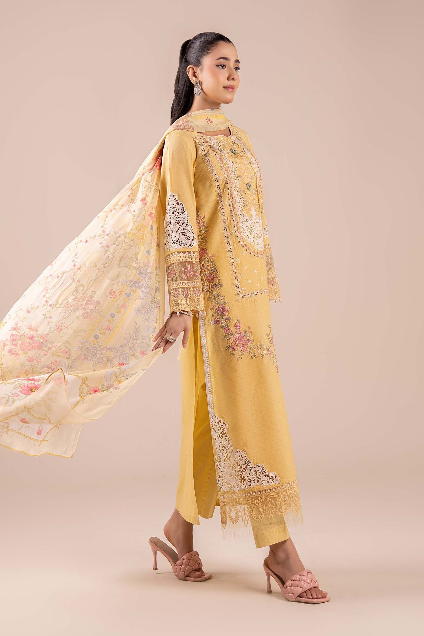 3 Piece Embroidered Dobby Suit