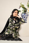 3 Piece Printed Raw Silk Suit