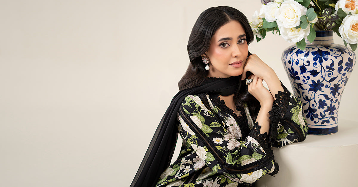 3 Piece Printed Raw Silk Suit