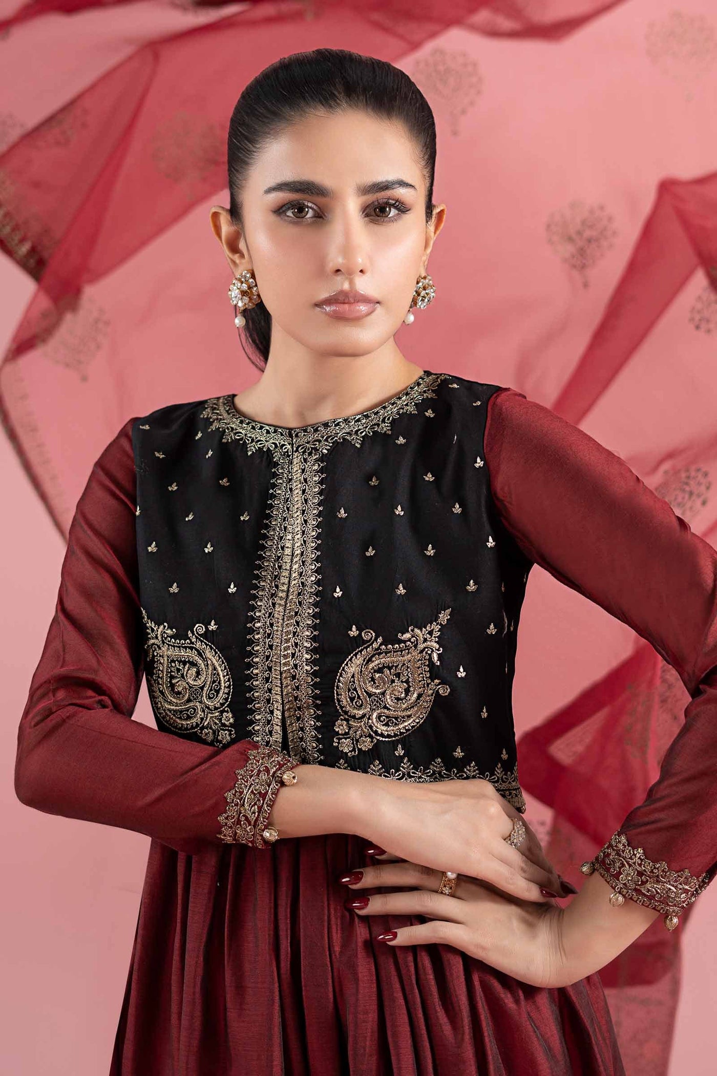 3 Piece Embroidered Paper Cotton Suit |  DW-EA25-58