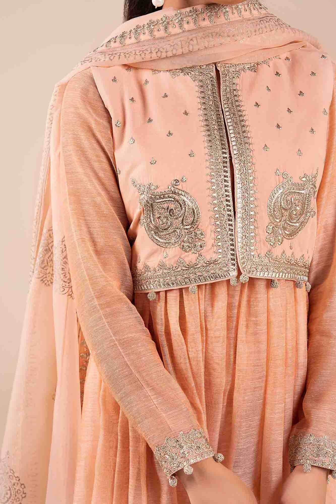 3 Piece Embroidered Paper Cotton Suit |  DW-EA25-58