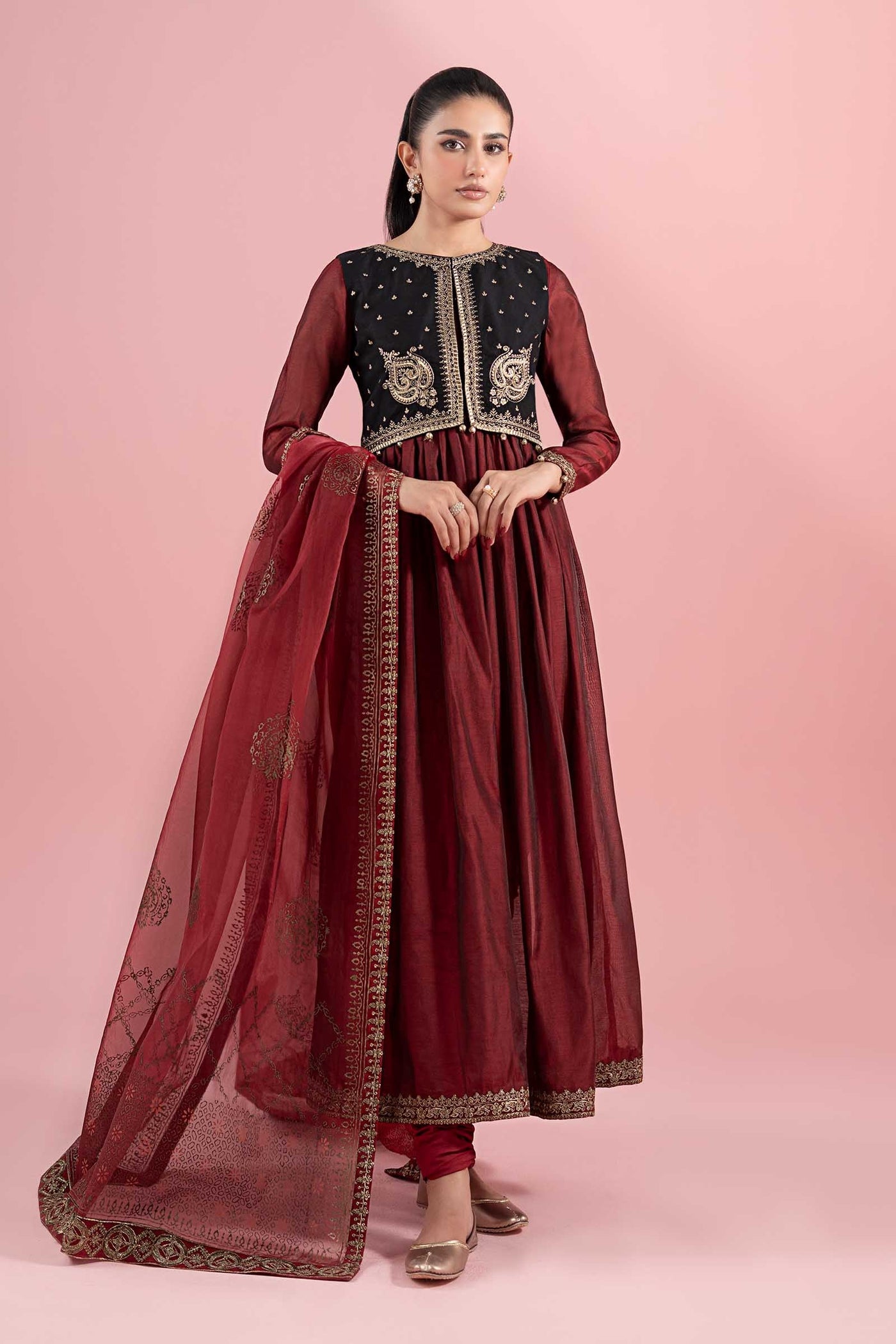 3 Piece Embroidered Paper Cotton Suit |  DW-EA25-58