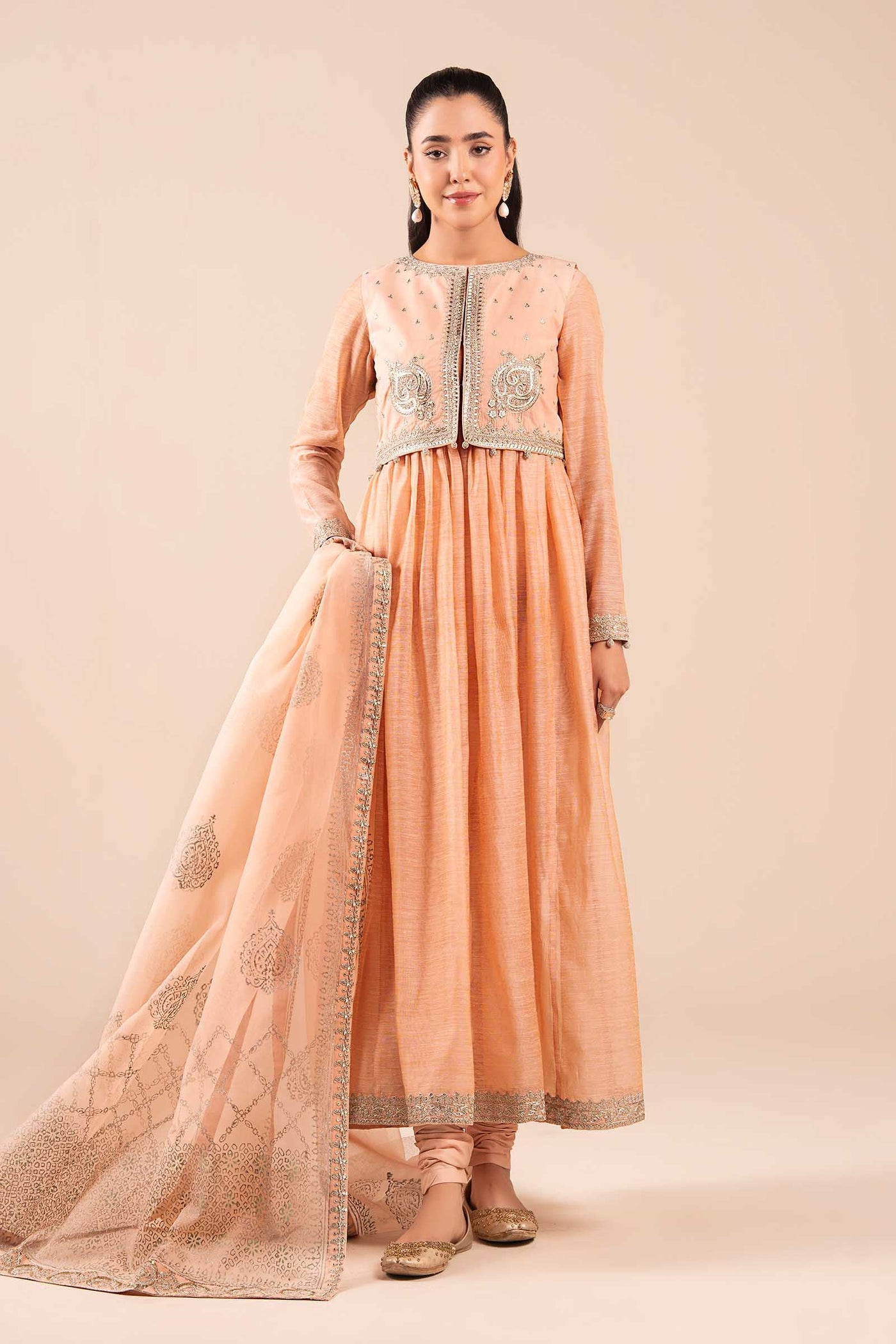 3 Piece Embroidered Paper Cotton Suit |  DW-EA25-58