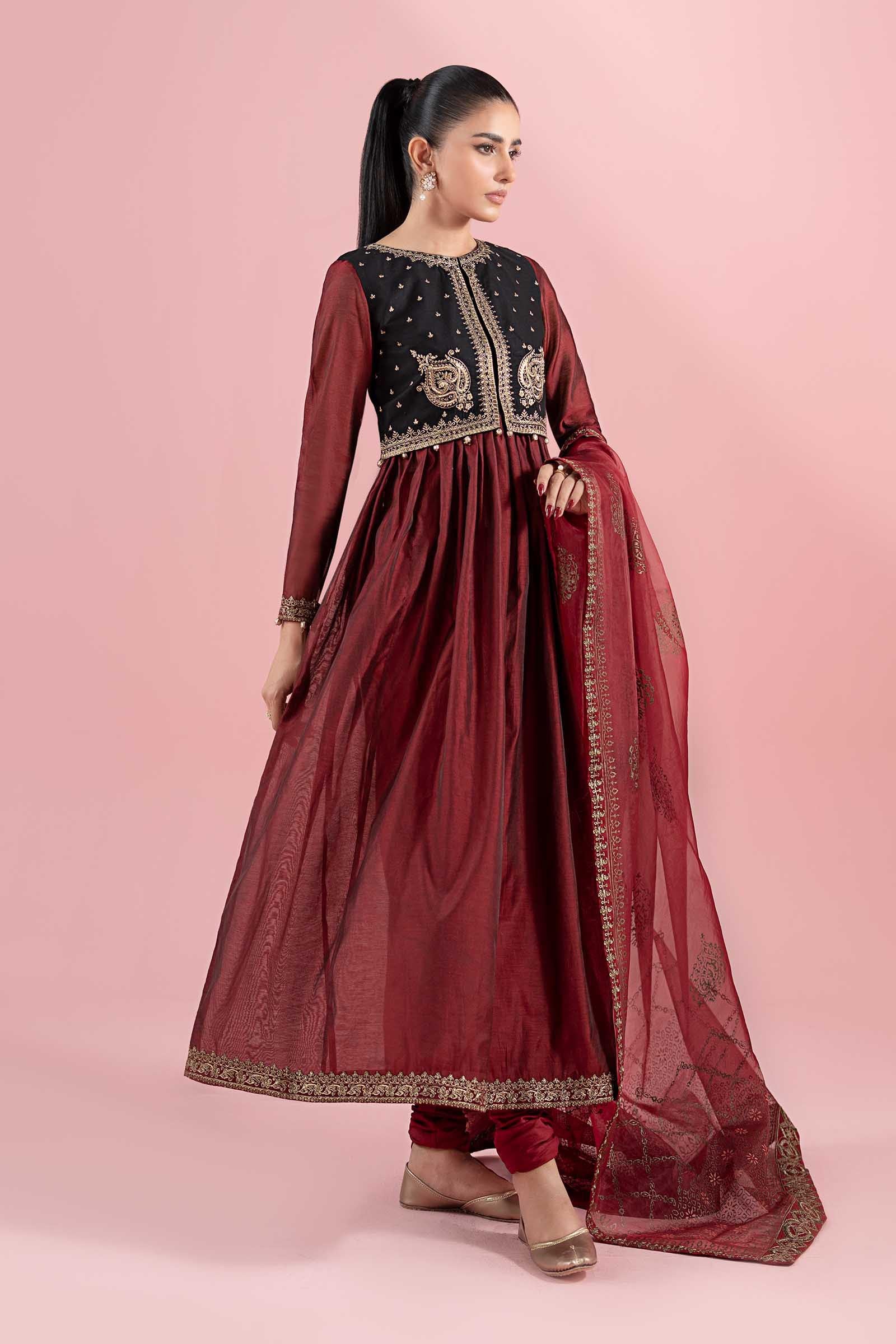 3 Piece Embroidered Paper Cotton Suit