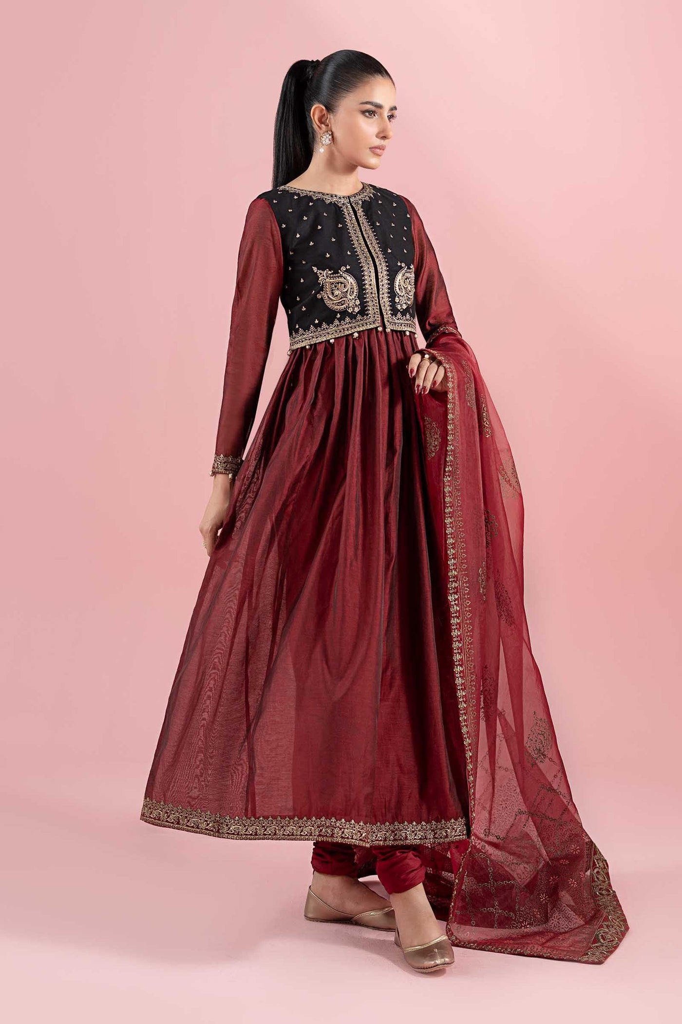 3 Piece Embroidered Paper Cotton Suit |  DW-EA25-58