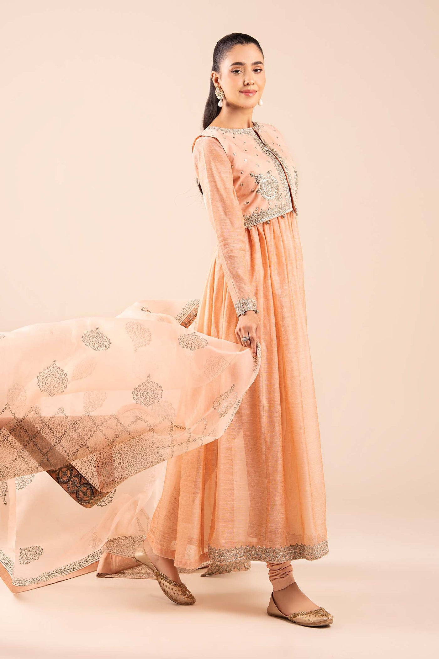 3 Piece Embroidered Paper Cotton Suit |  DW-EA25-58