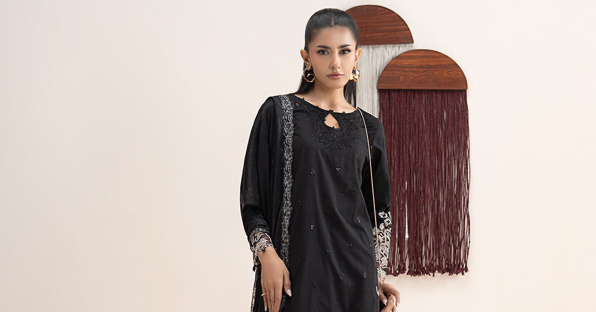3 Piece Embroidered Dobby Lawn Suit
