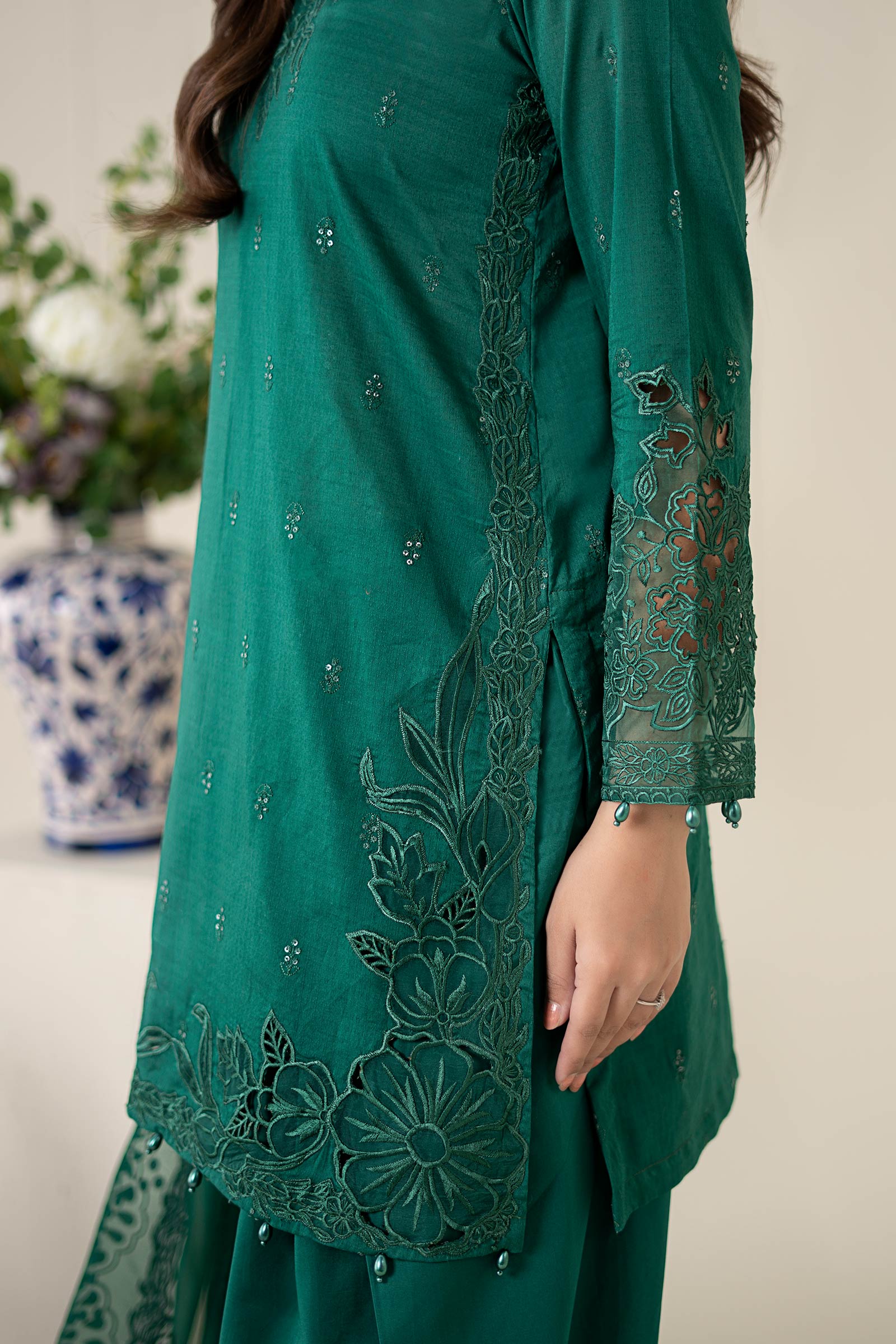 3 Piece Embroidered Dobby Suit