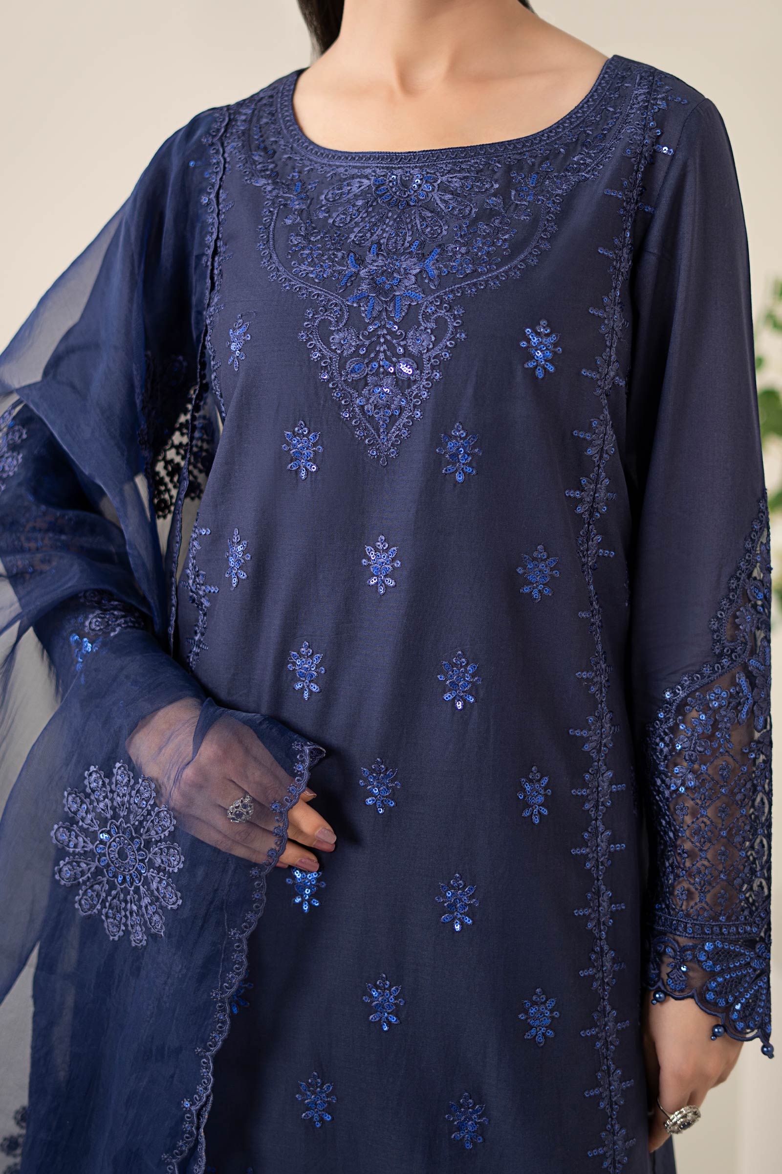 3 Piece Embroidered Dobby Suit