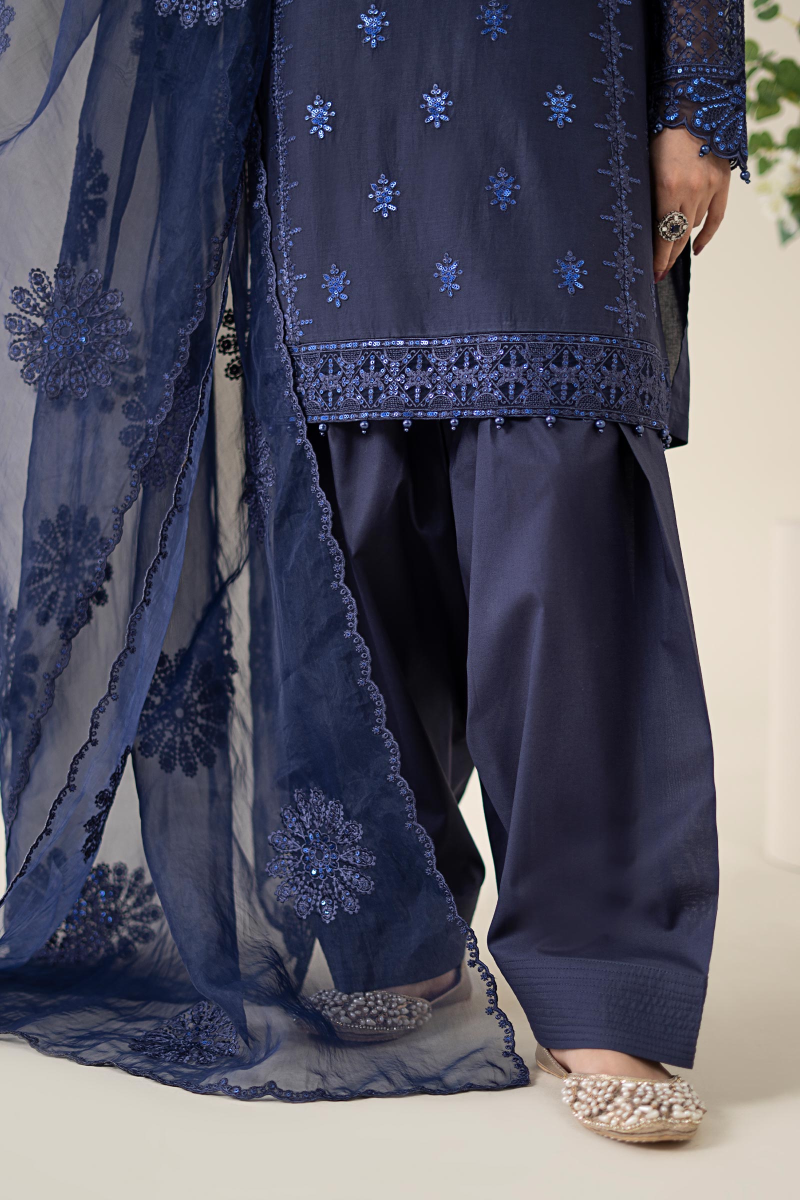 3 Piece Embroidered Dobby Suit