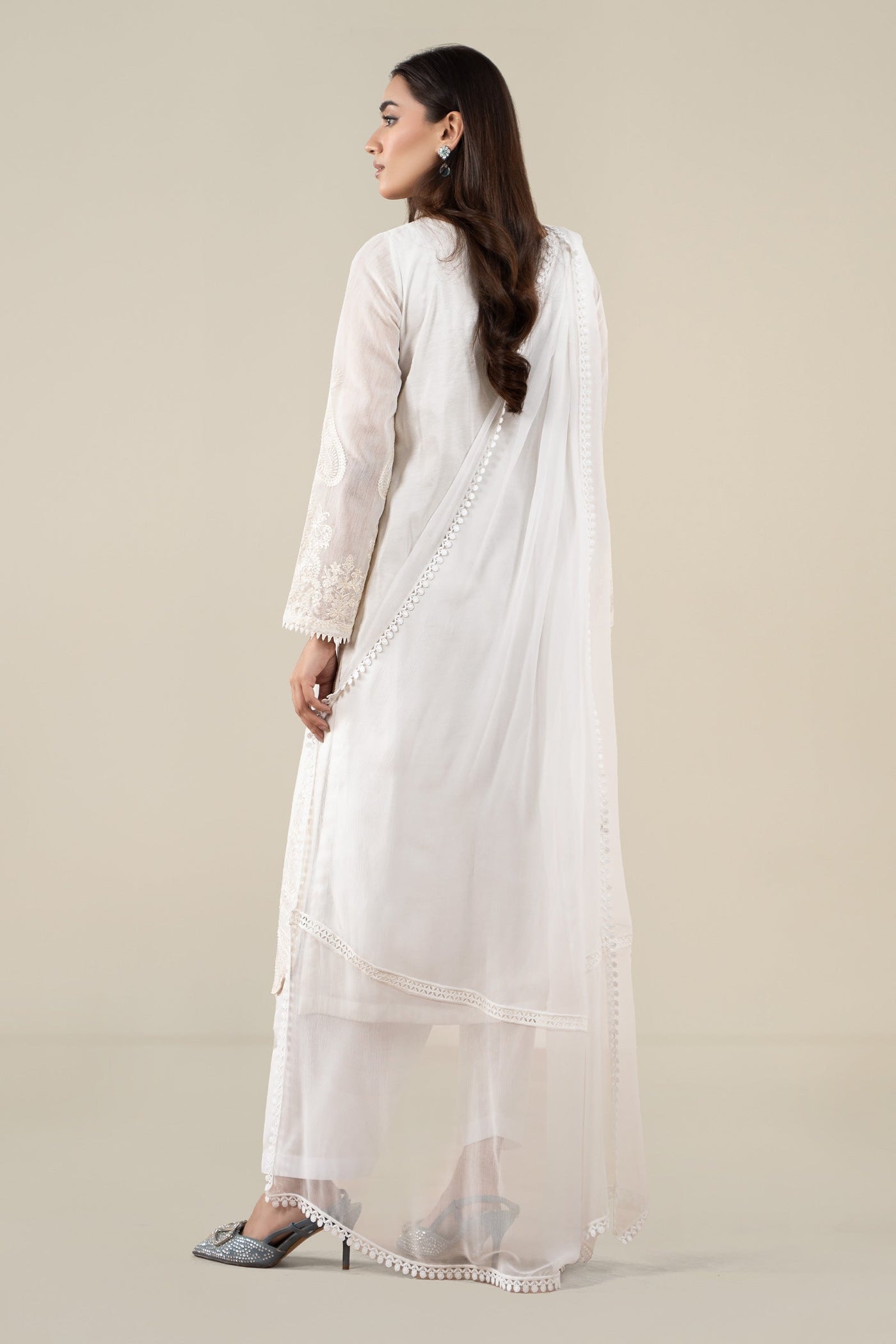 3 Piece Embroidered Paper Cotton Suit