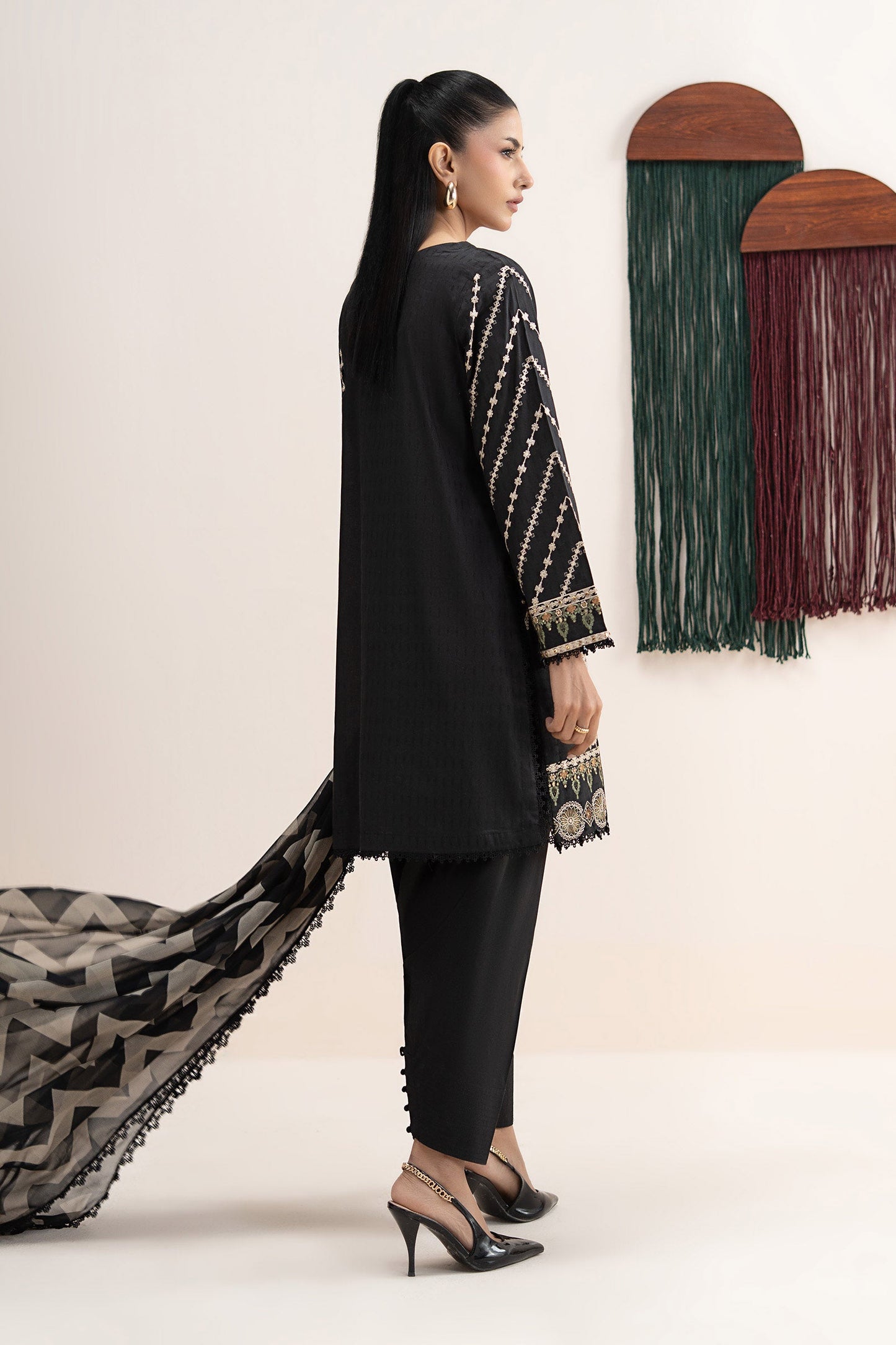 3 Piece Embroidered Dobby Lawn Suit