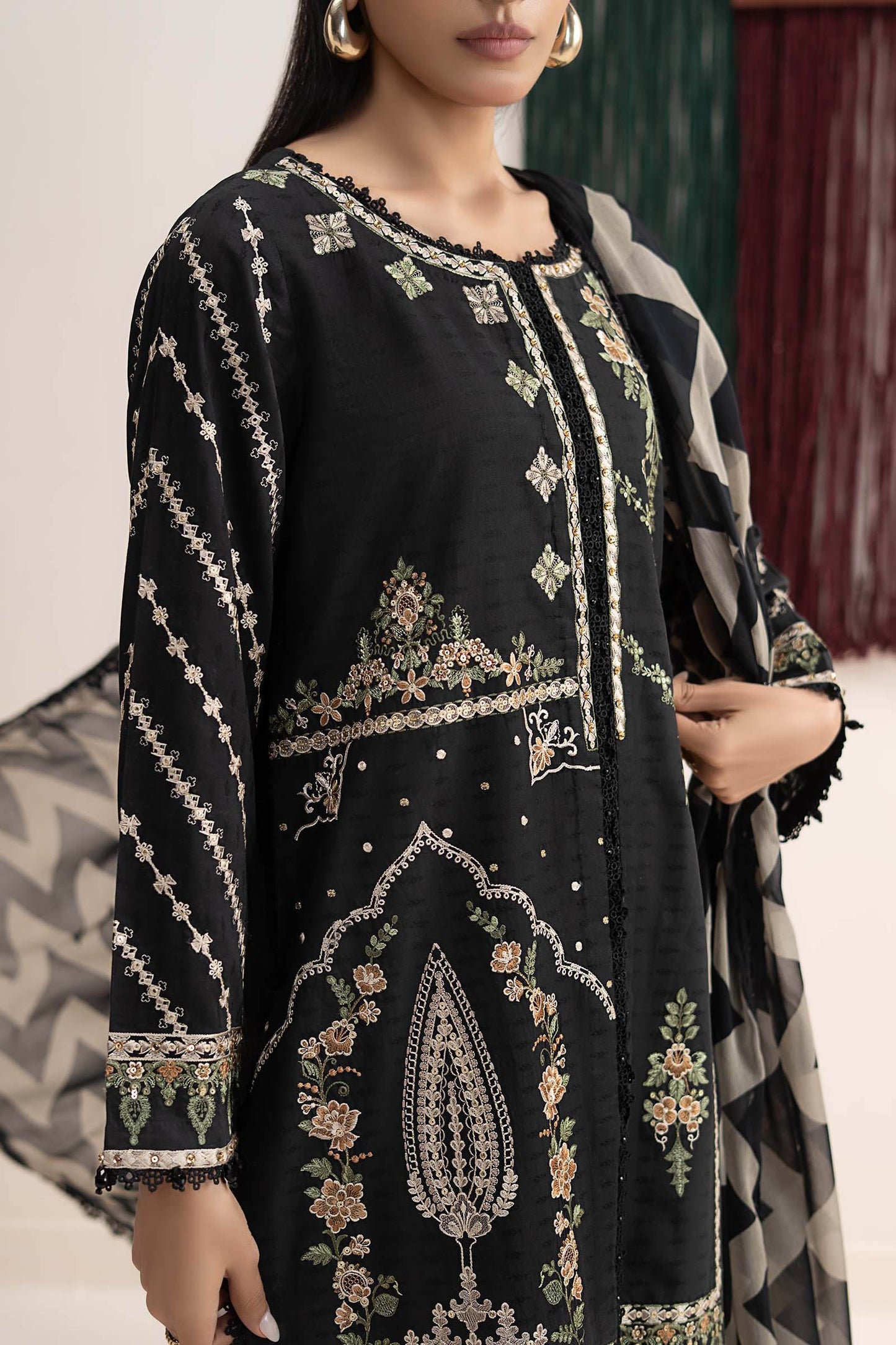 3 Piece Embroidered Dobby Lawn Suit