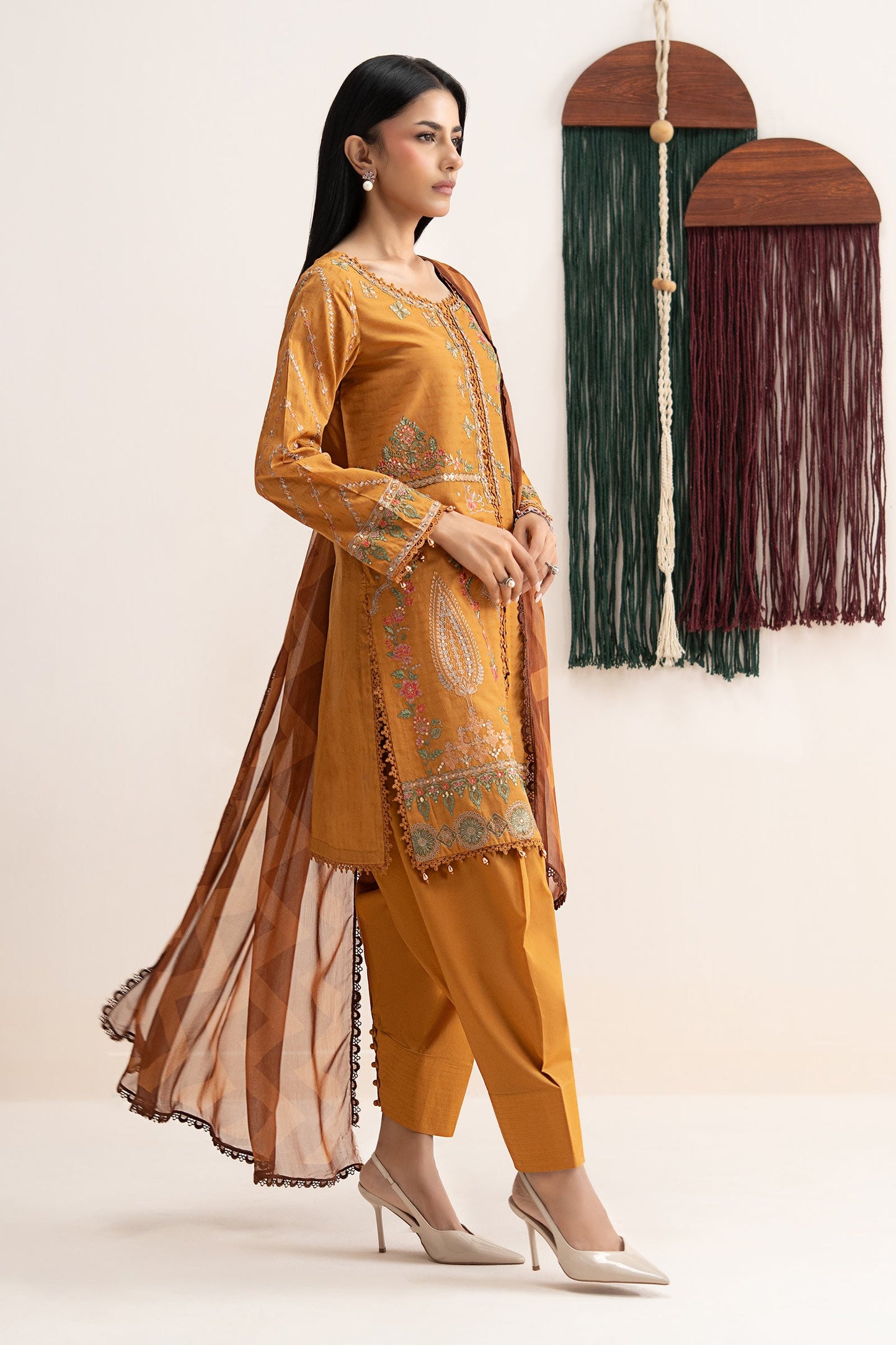 3 Piece Embroidered Dobby Lawn Suit