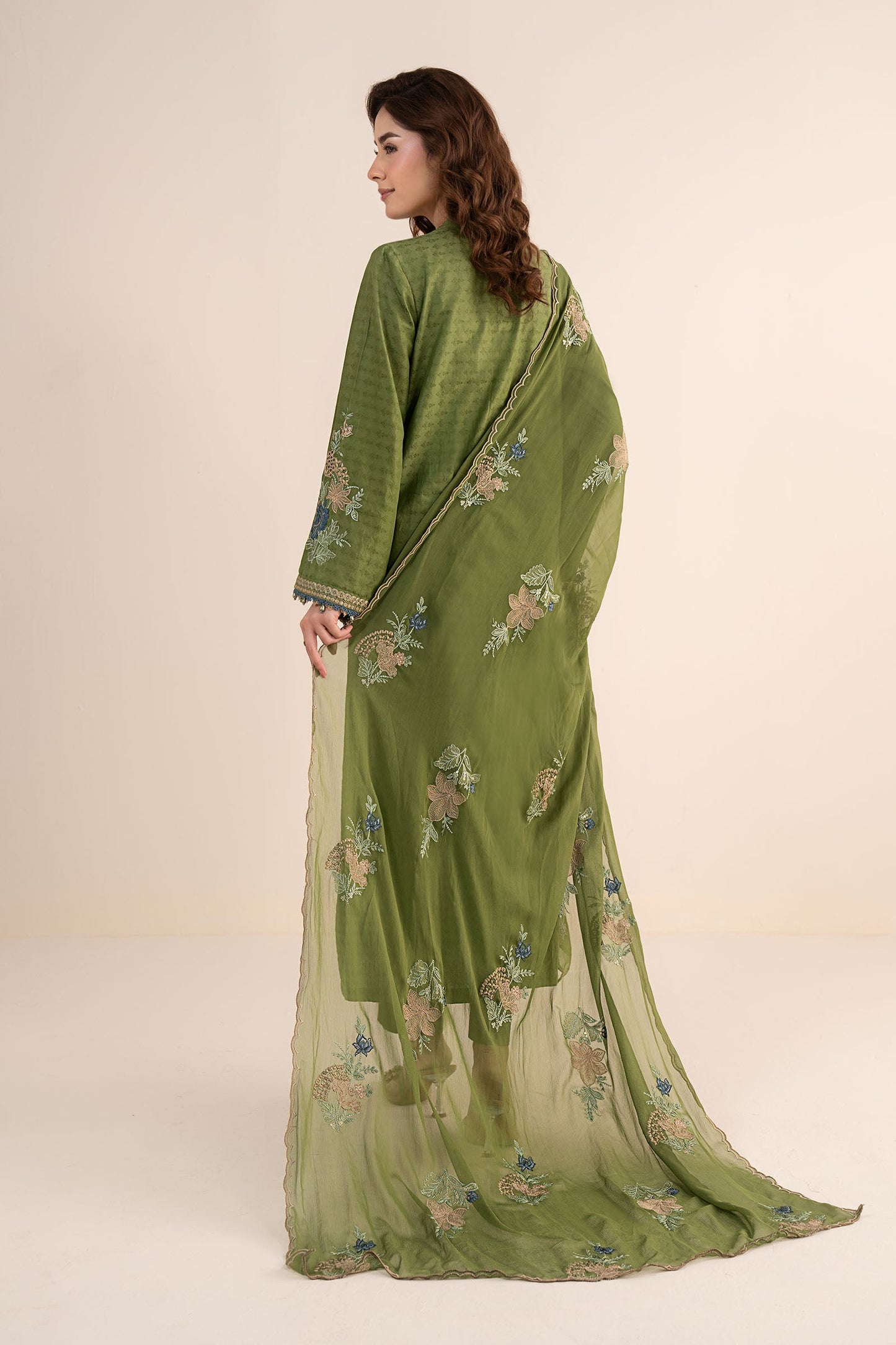 3 Piece Embroidered Dobby Jacquard Suit