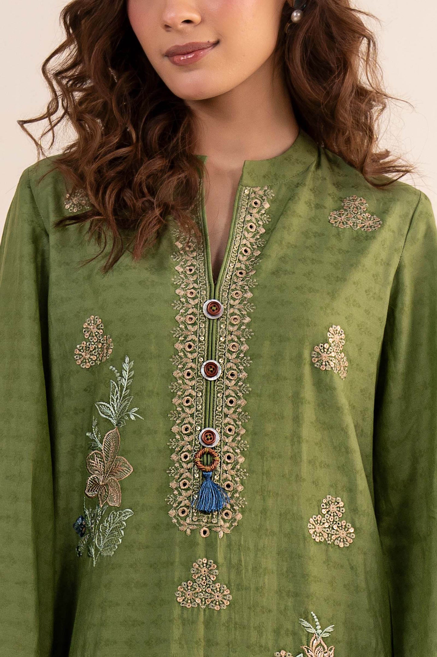 3 Piece Embroidered Dobby Jacquard Suit