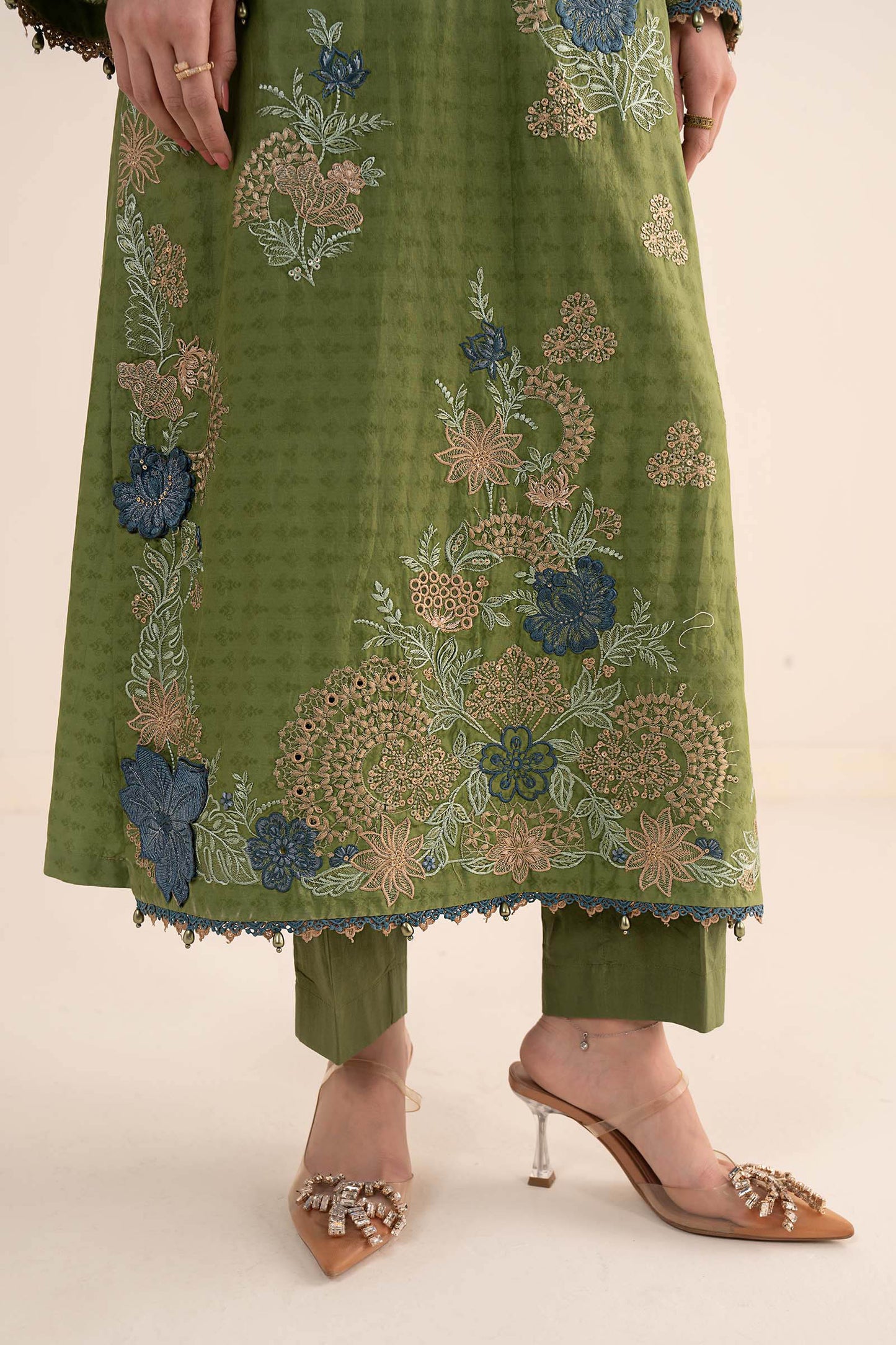 3 Piece Embroidered Dobby Jacquard Suit