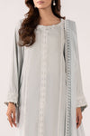 3 Piece Embroidered Raw Silk Suit