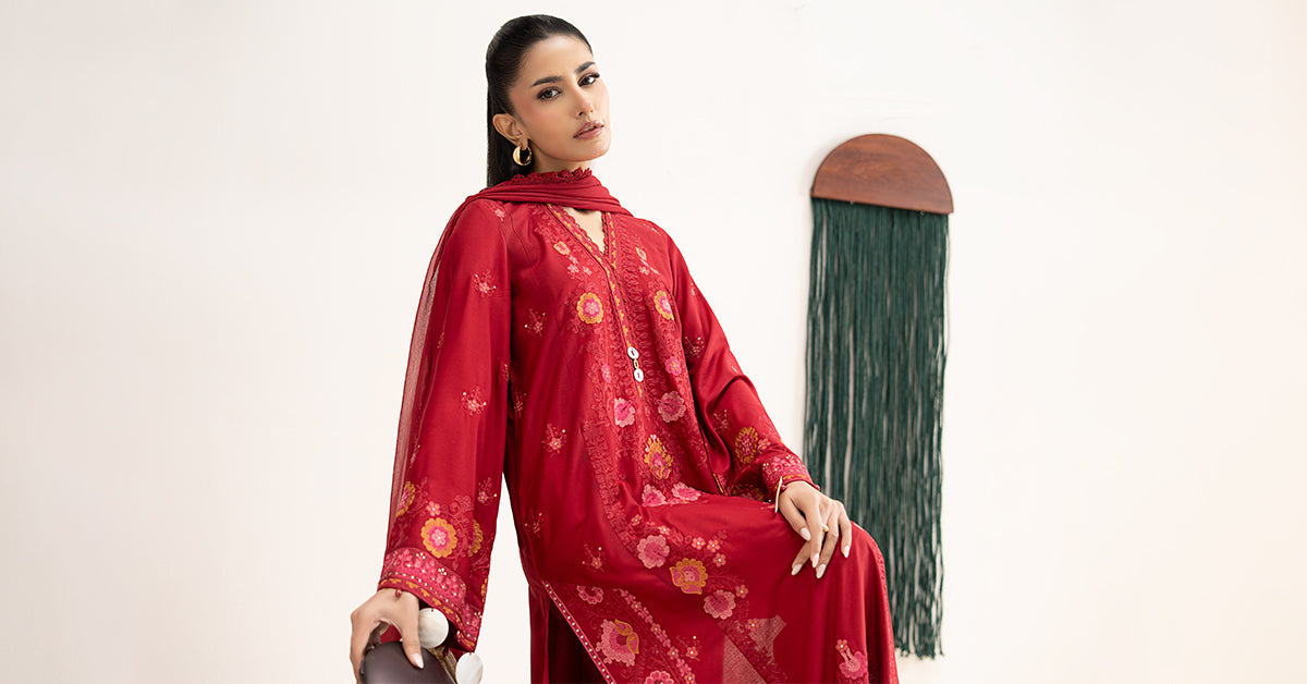 3 Piece Embroidered Arabic Lawn Suit
