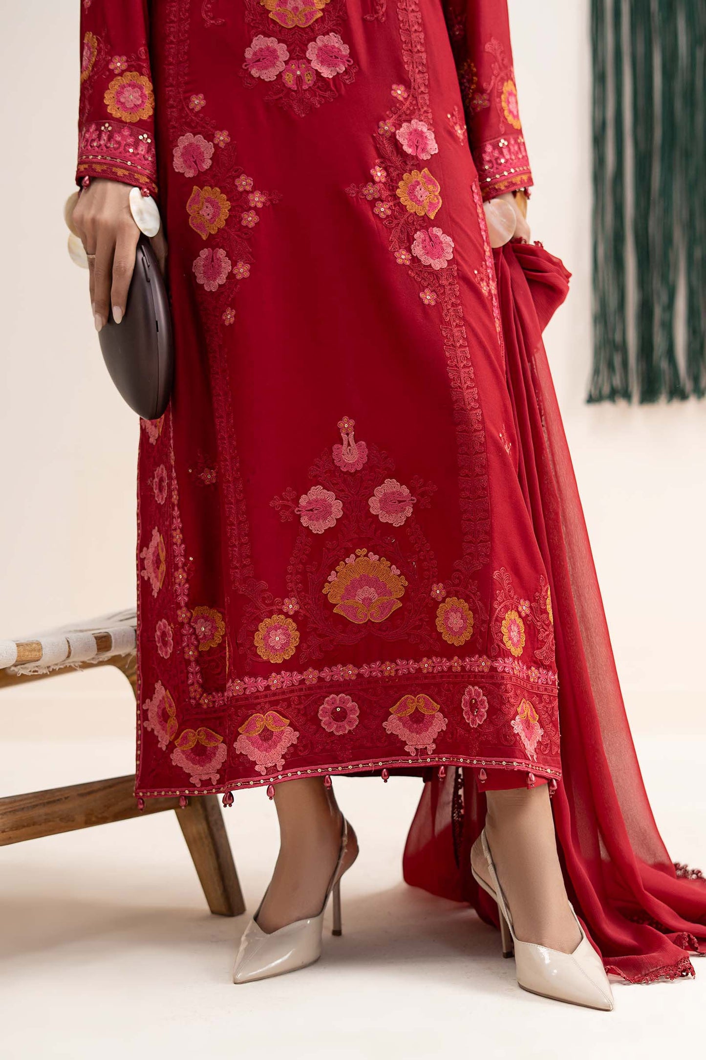 3 Piece Embroidered Arabic Lawn Suit