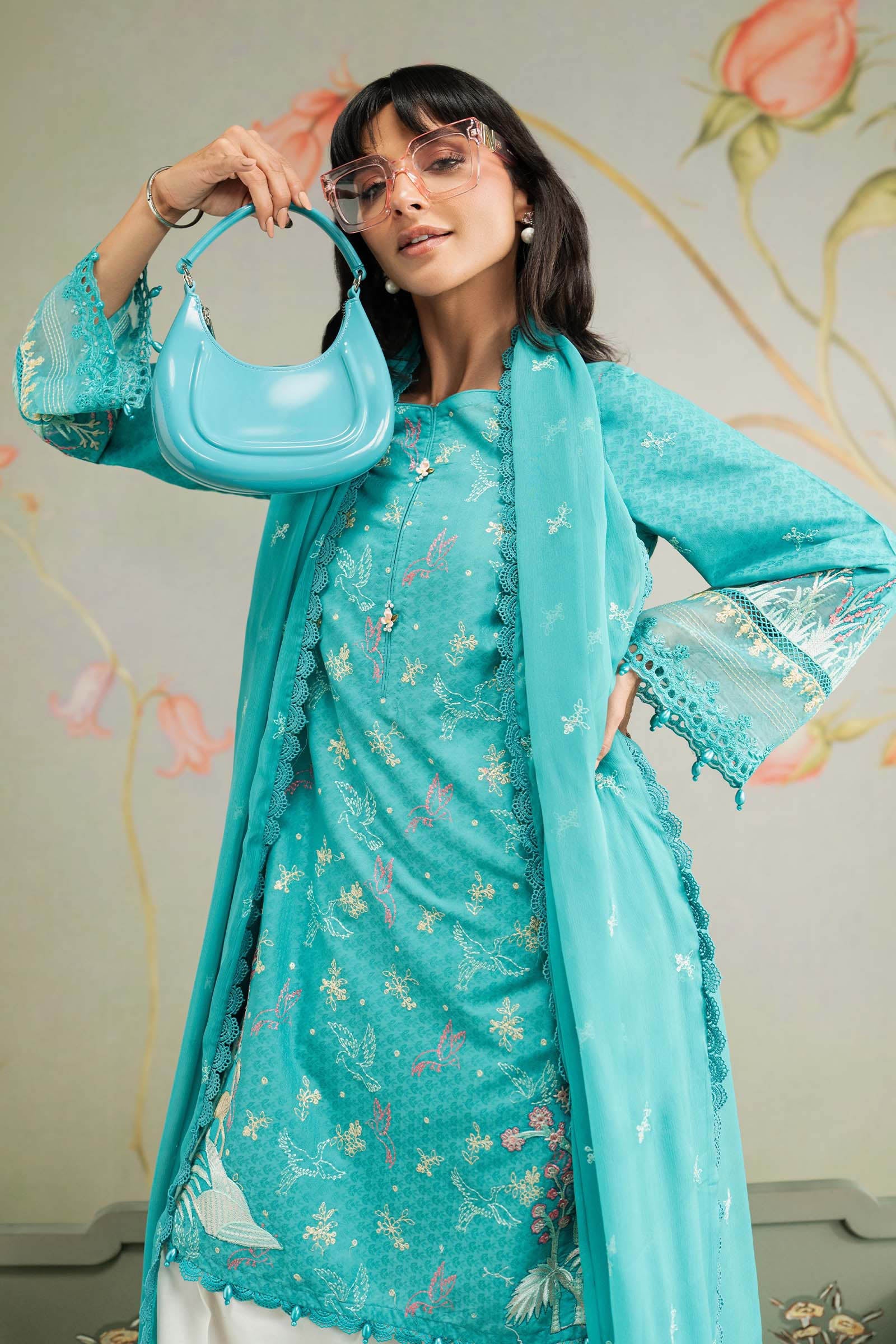 3 Piece Embroidered Dobby Lawn Suit