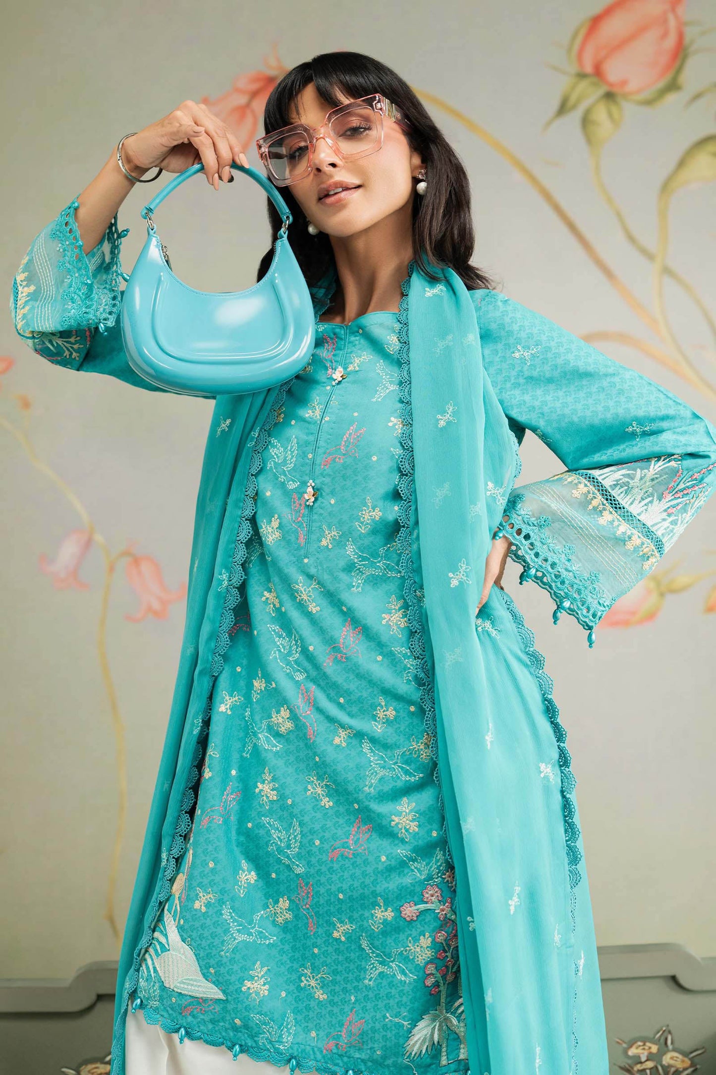 3 Piece Embroidered Dobby Lawn Suit