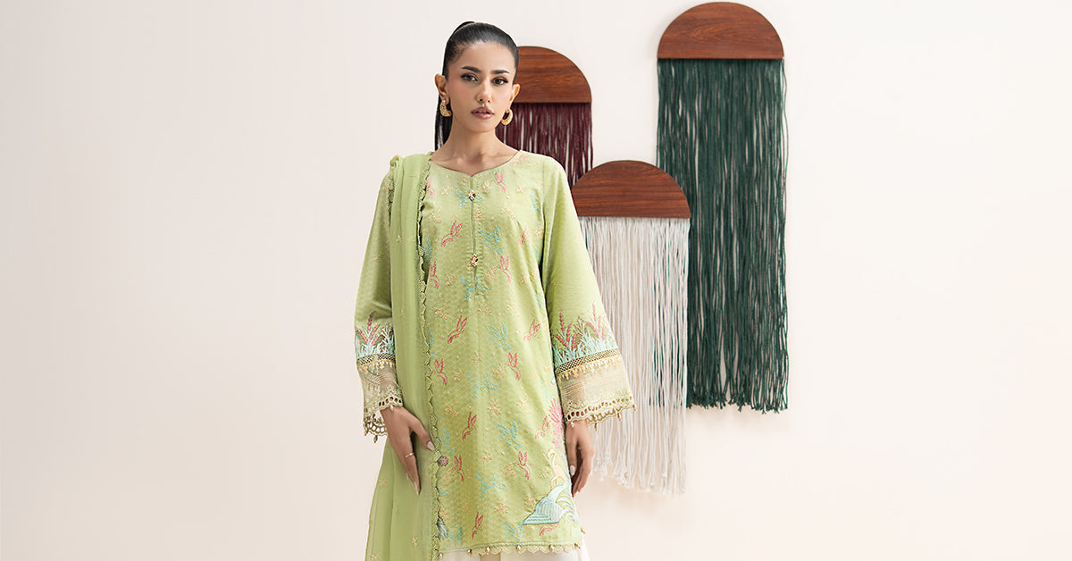3 Piece Embroidered Dobby Lawn Suit