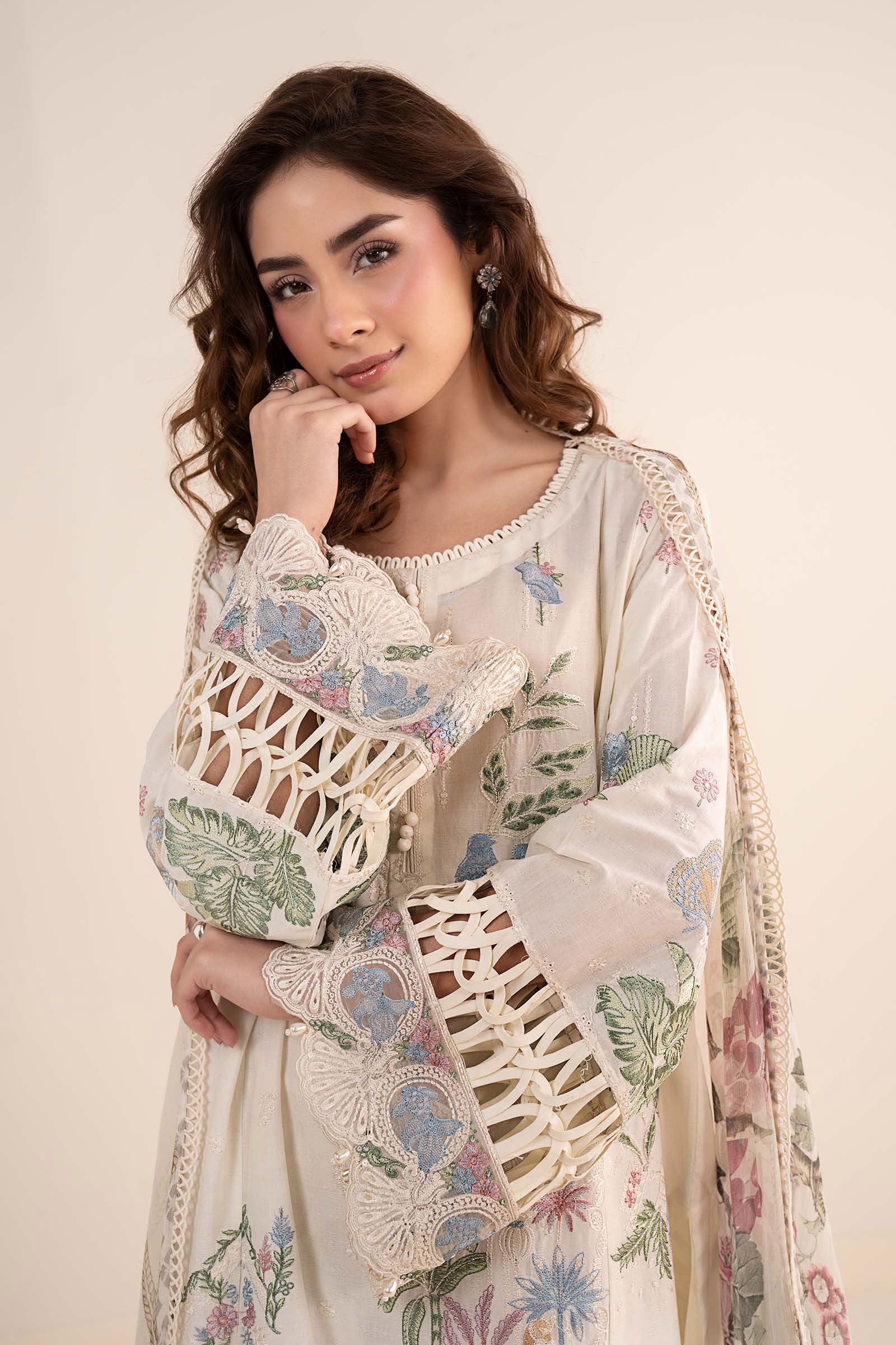 3 Piece Embroidered Dobby Lawn Suit