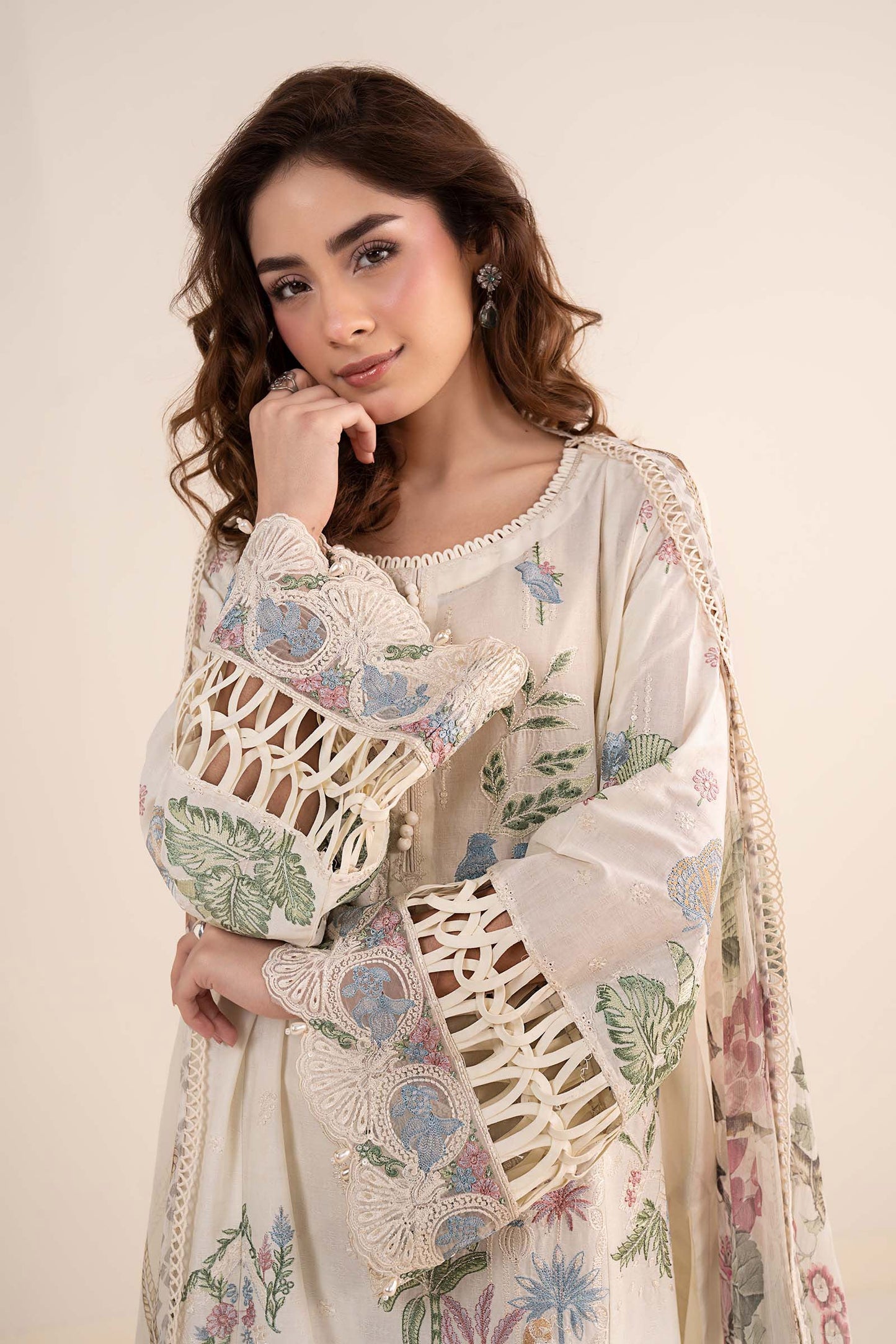 3 Piece Embroidered Dobby Lawn Suit