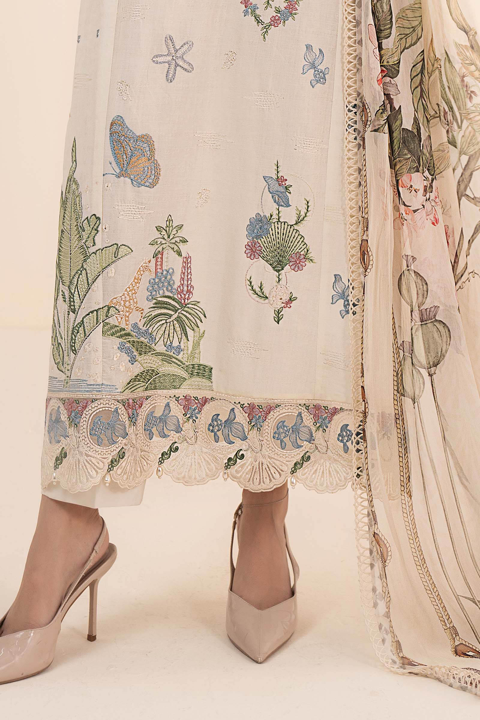 3 Piece Embroidered Dobby Lawn Suit