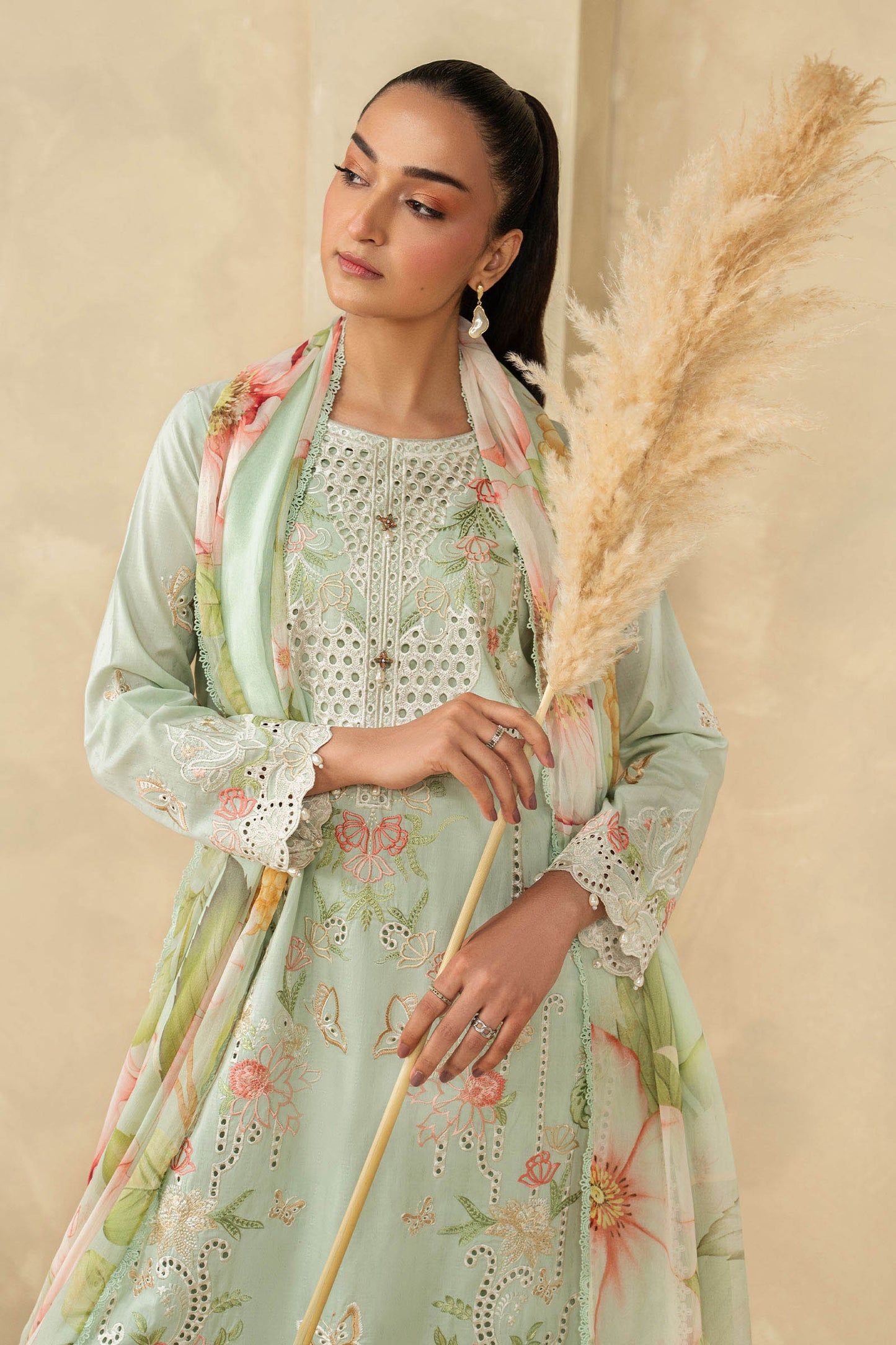 3 Piece Embroidered Dobby Lawn Suit