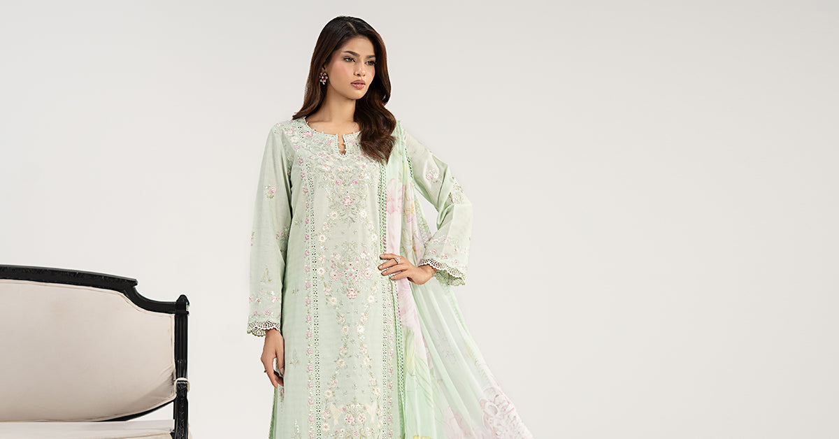 3 Piece Embroidered Dobby Jacquard Suit