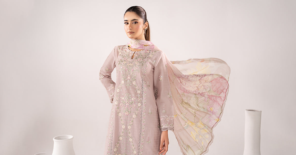 3 Piece Embroidered Dobby Jacquard Suit