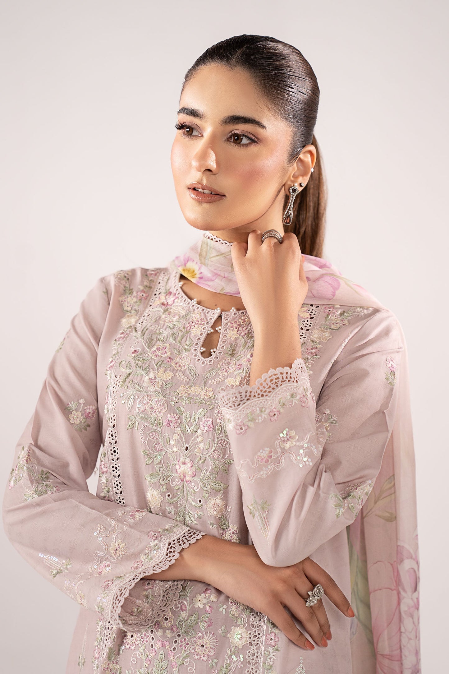 3 Piece Embroidered Dobby Jacquard Suit