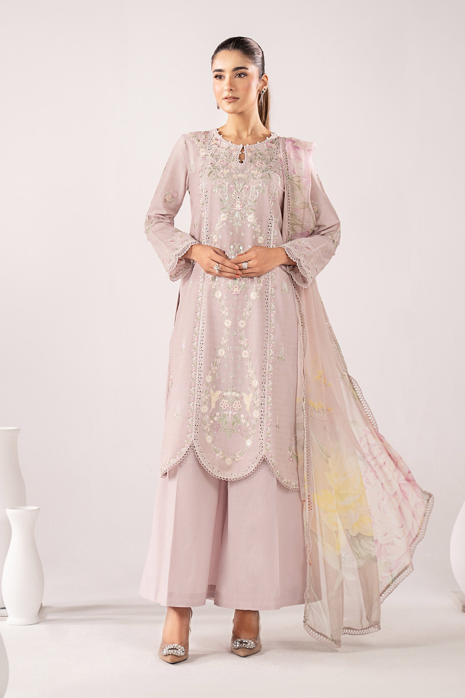 3 Piece Embroidered Dobby Jacquard Suit