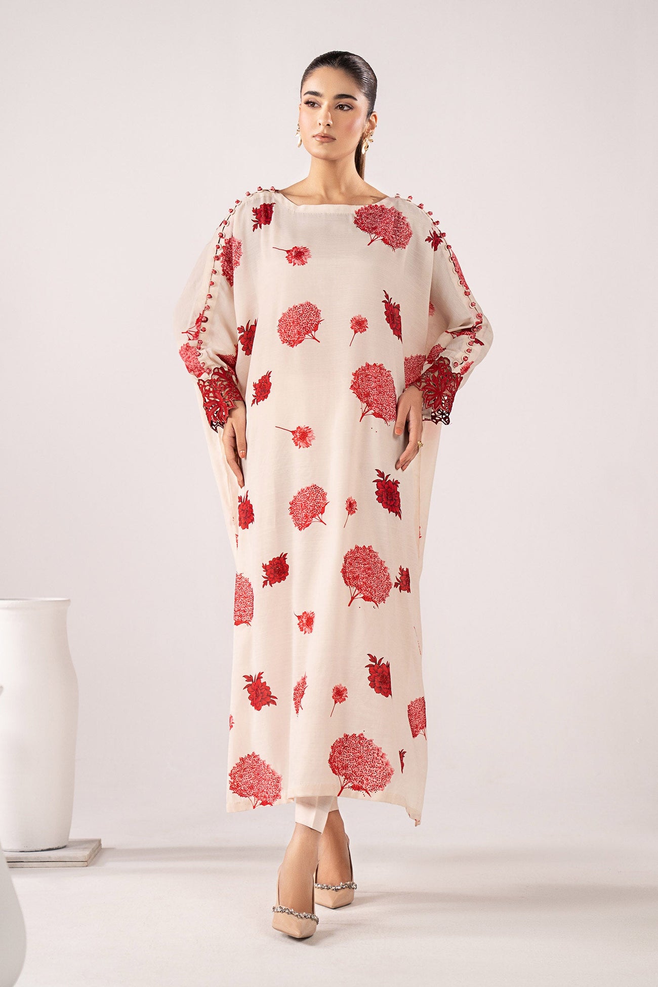 2 Piece Embroidered Raw Silk Suit