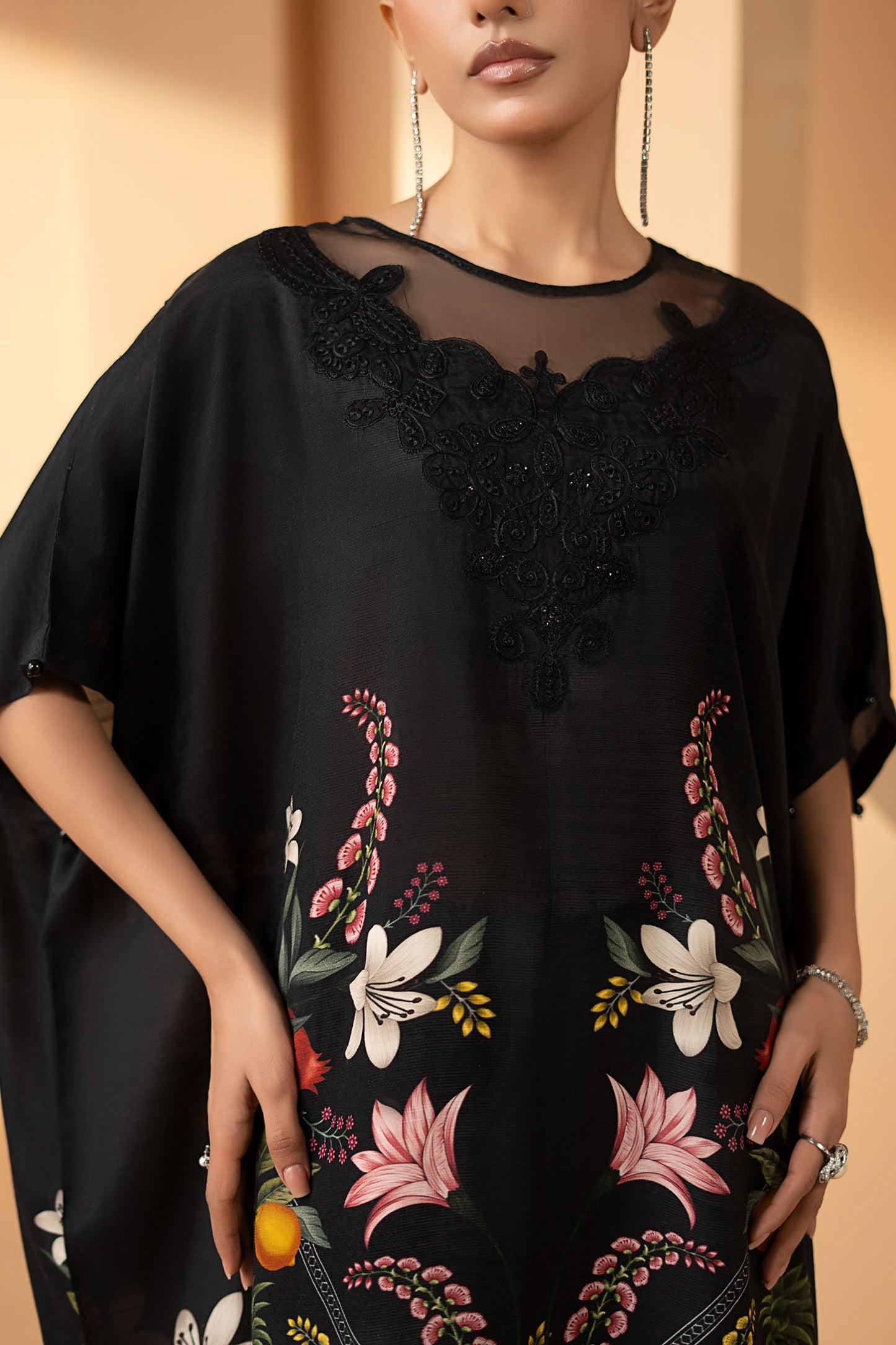 2 Piece Embroidered Raw Silk Suit