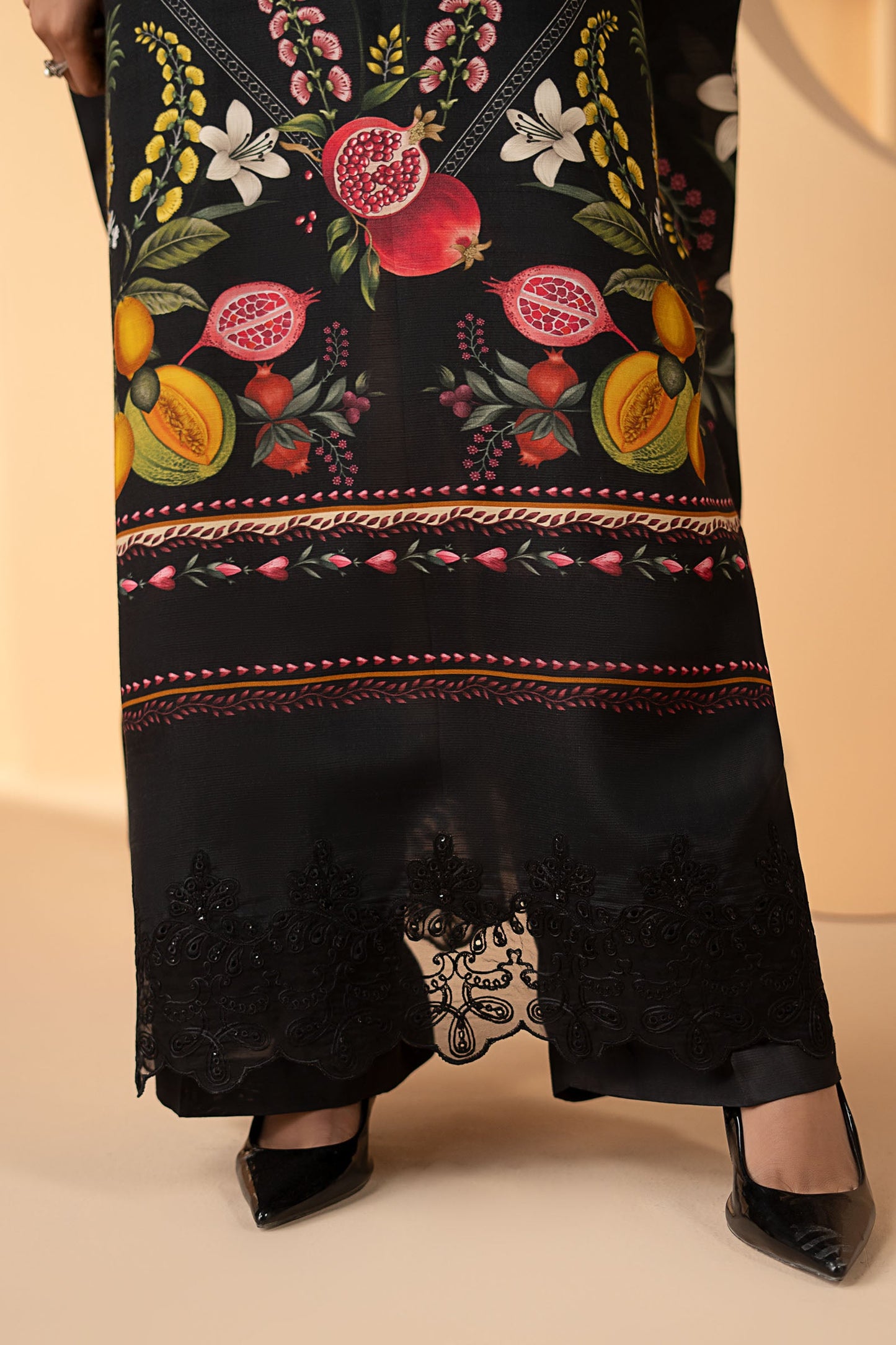 2 Piece Embroidered Raw Silk Suit