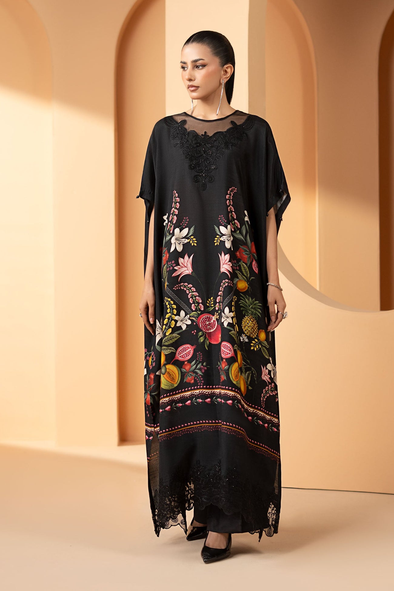 2 Piece Embroidered Raw Silk Suit