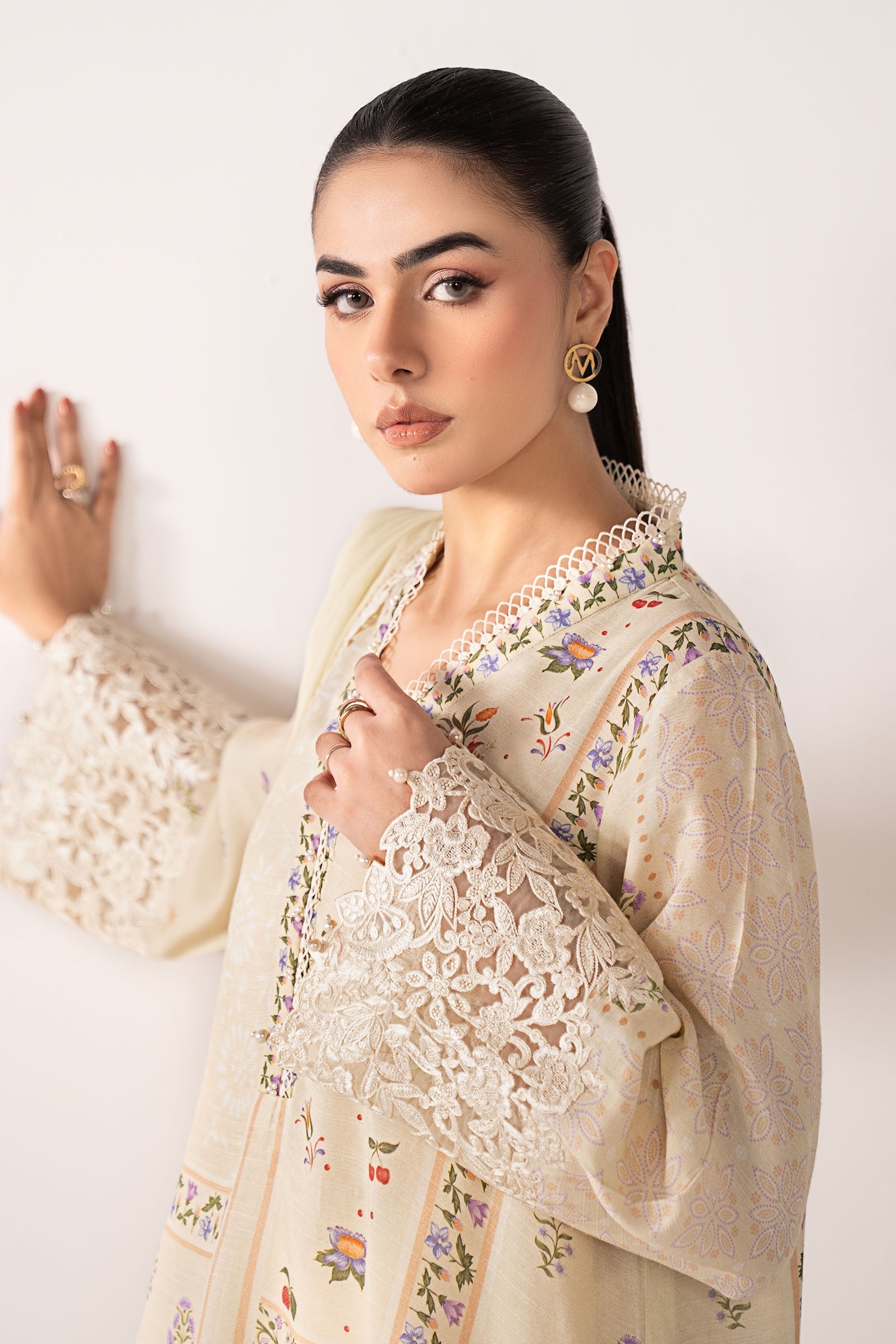 3 Piece Embroidered Raw Silk Suit
