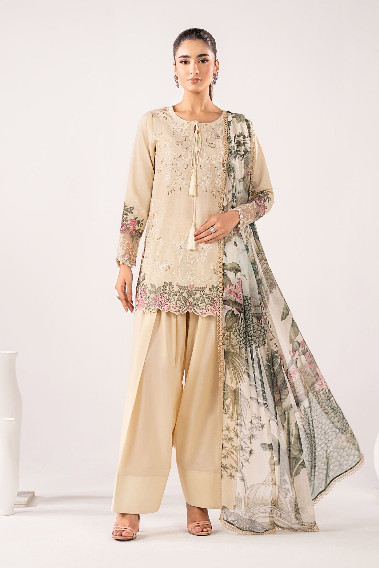 3 Piece Embroidered Dobby Lawn Suit