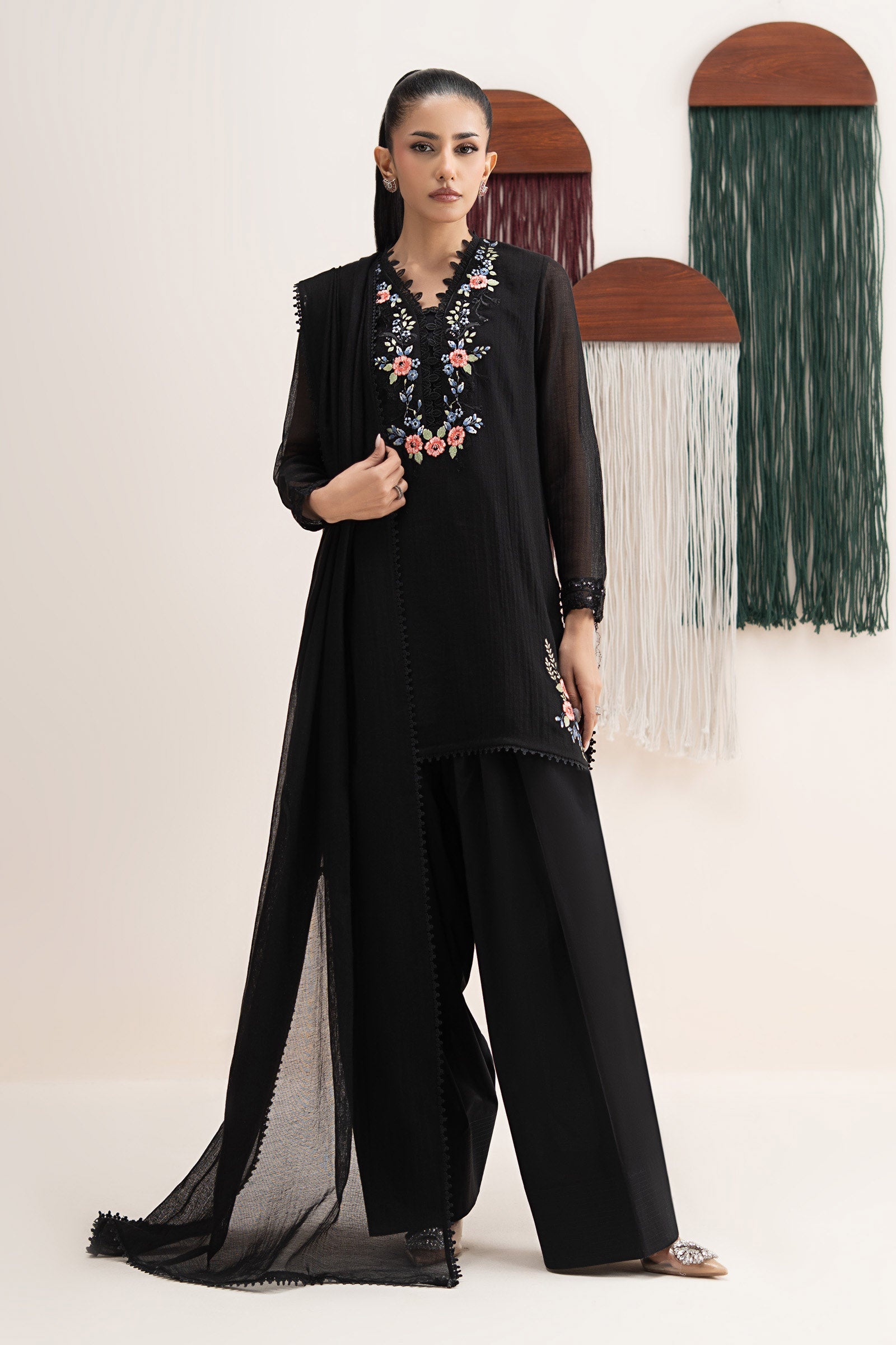 Mini Net Suit 3 Piece Embroidered Cotton Net Suit – Maria.B. Designs (AE)