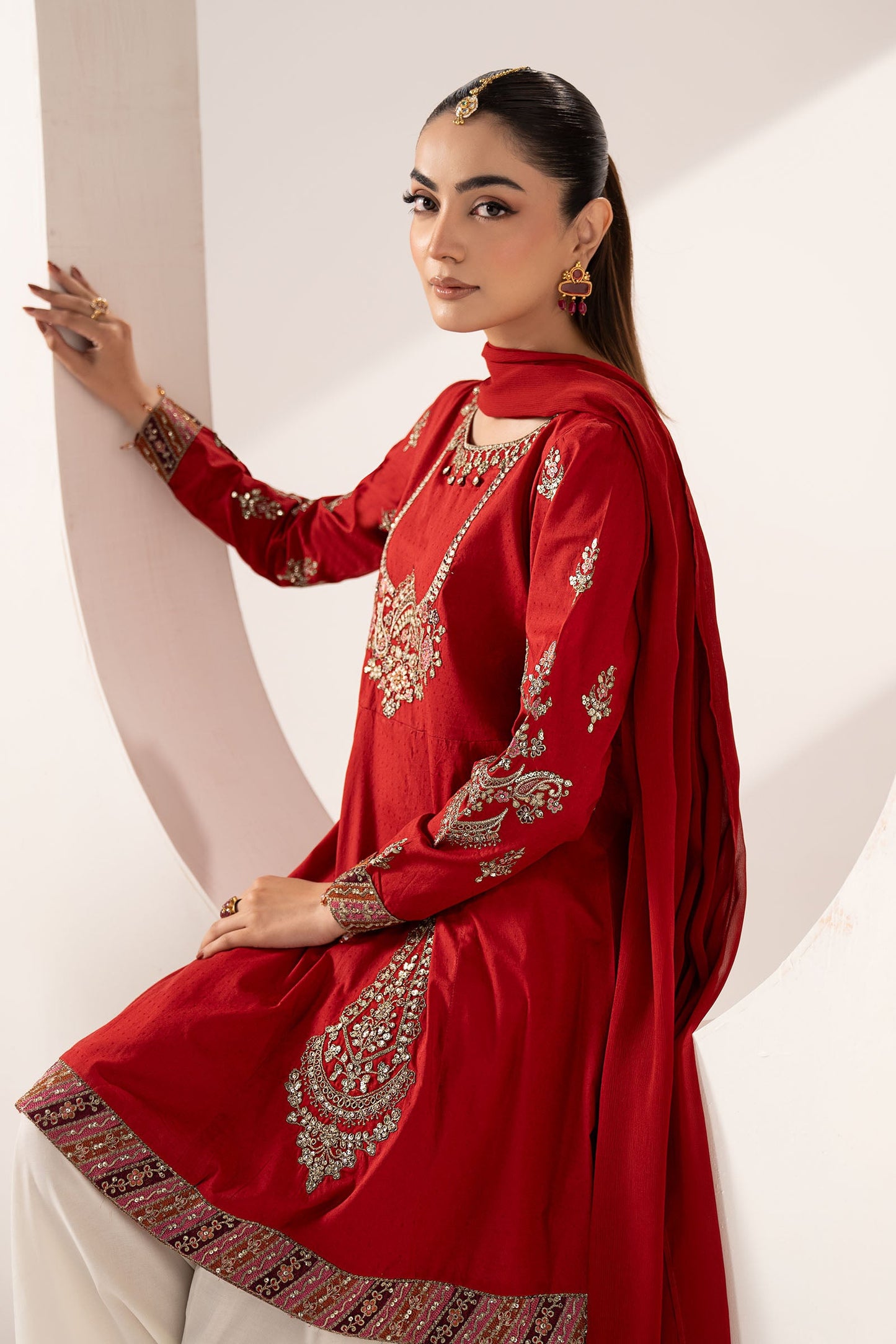 3 Piece Embroidered Dobby Lawn Suit