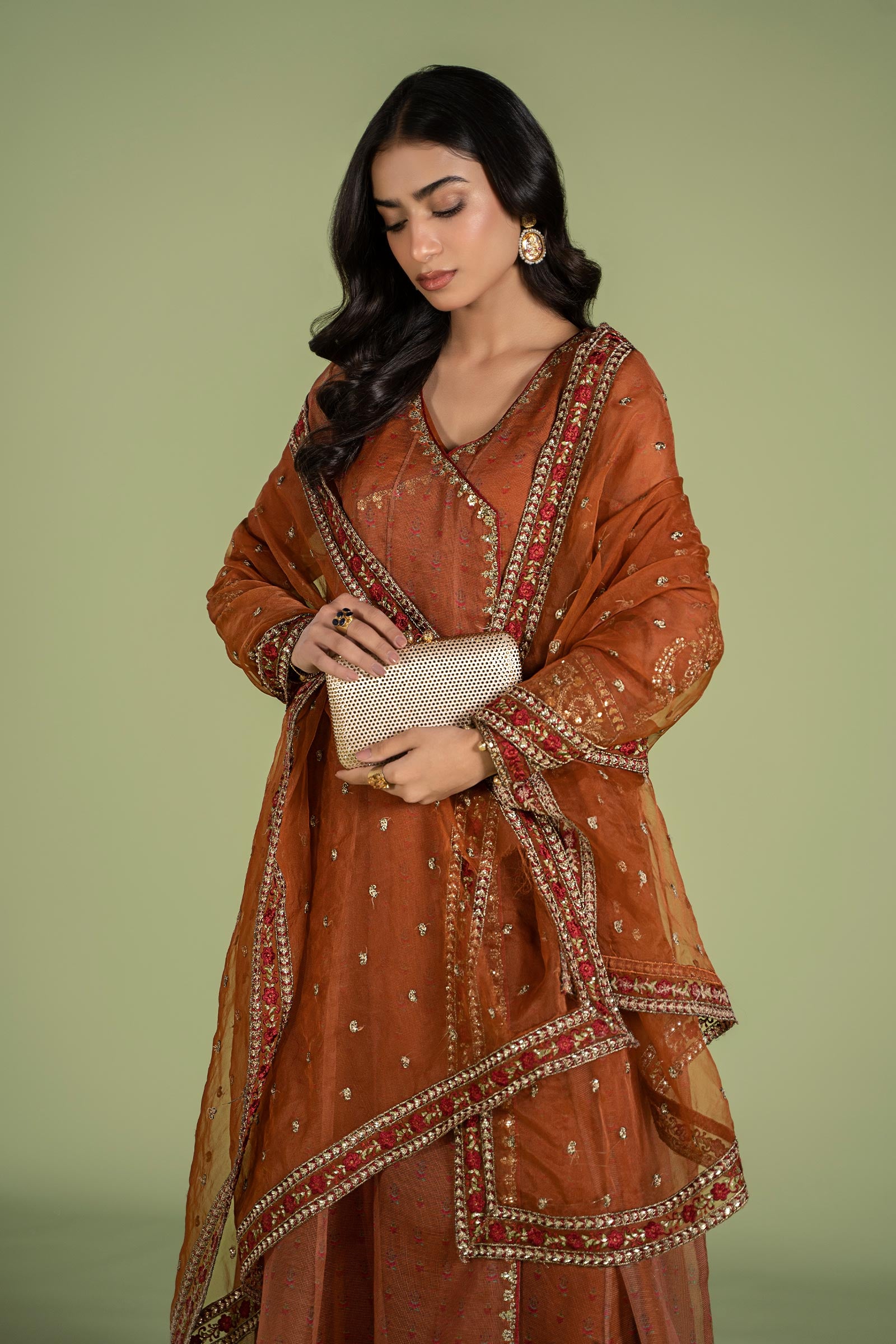 3 Piece Embroidered Net Organza Suit