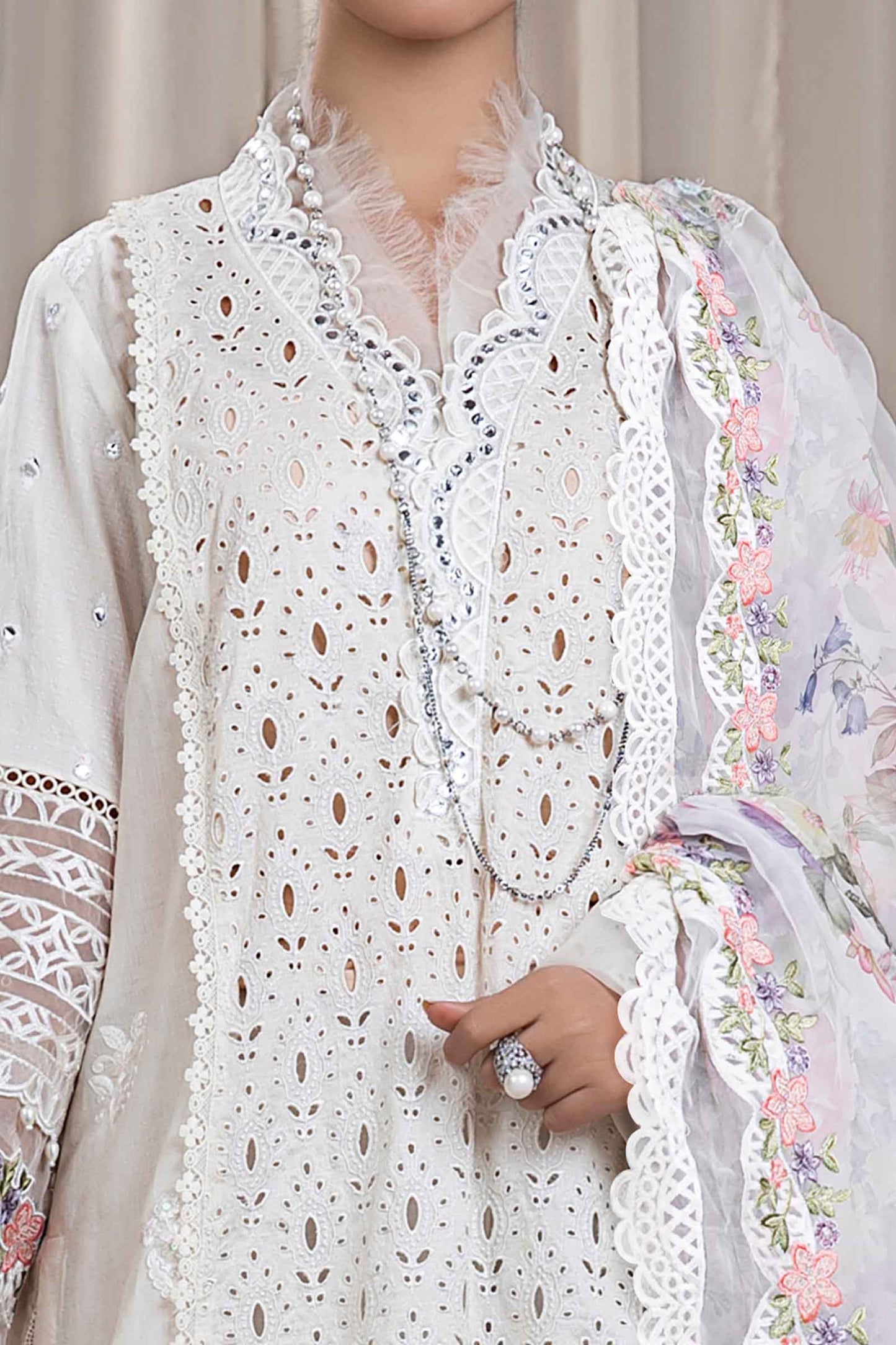 3 Piece Embroidered Dobby Suit