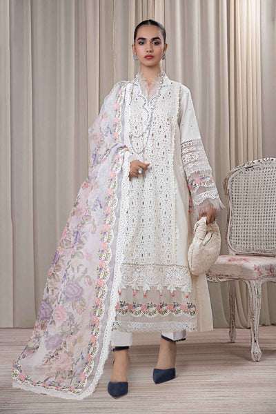 3 PIECE EMBROIDERED DOBBY SUIT | DW-EF24-30 All Products DWE2430-ESM-WHT