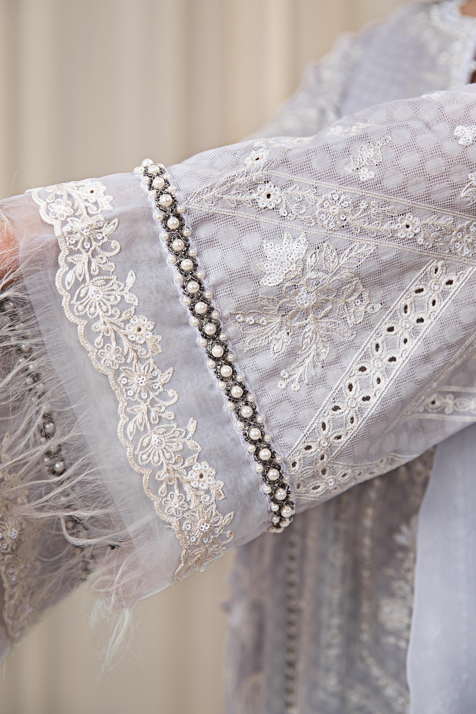 3 Piece Embroidered Self Jacquard Suit